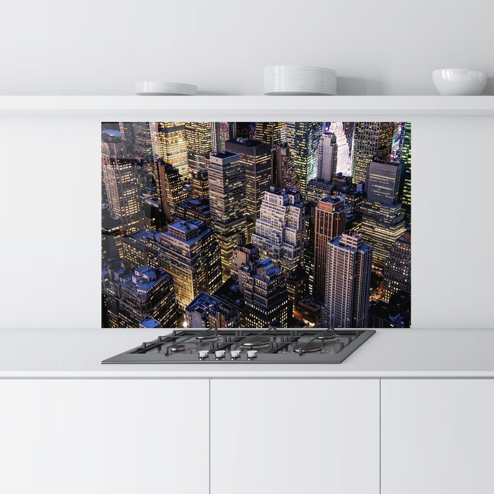 Konyhai üveg hátfal Blue Gold Skylines mockup 9