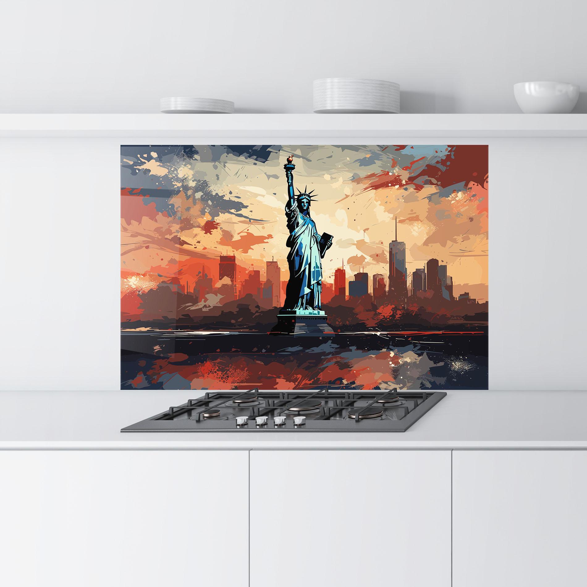 Konyhai üveg hátfal United States Statue mockup 9