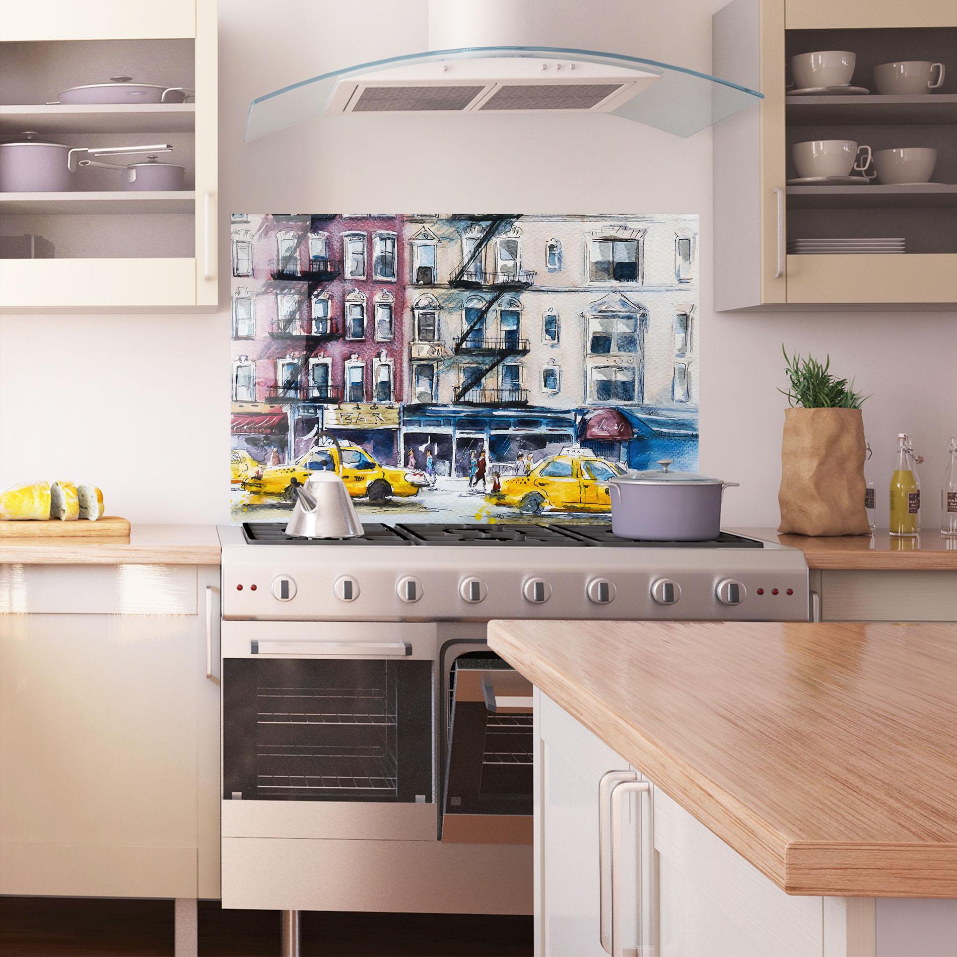 Konyhai üveg hátfal Newyork Taxi mockup 1