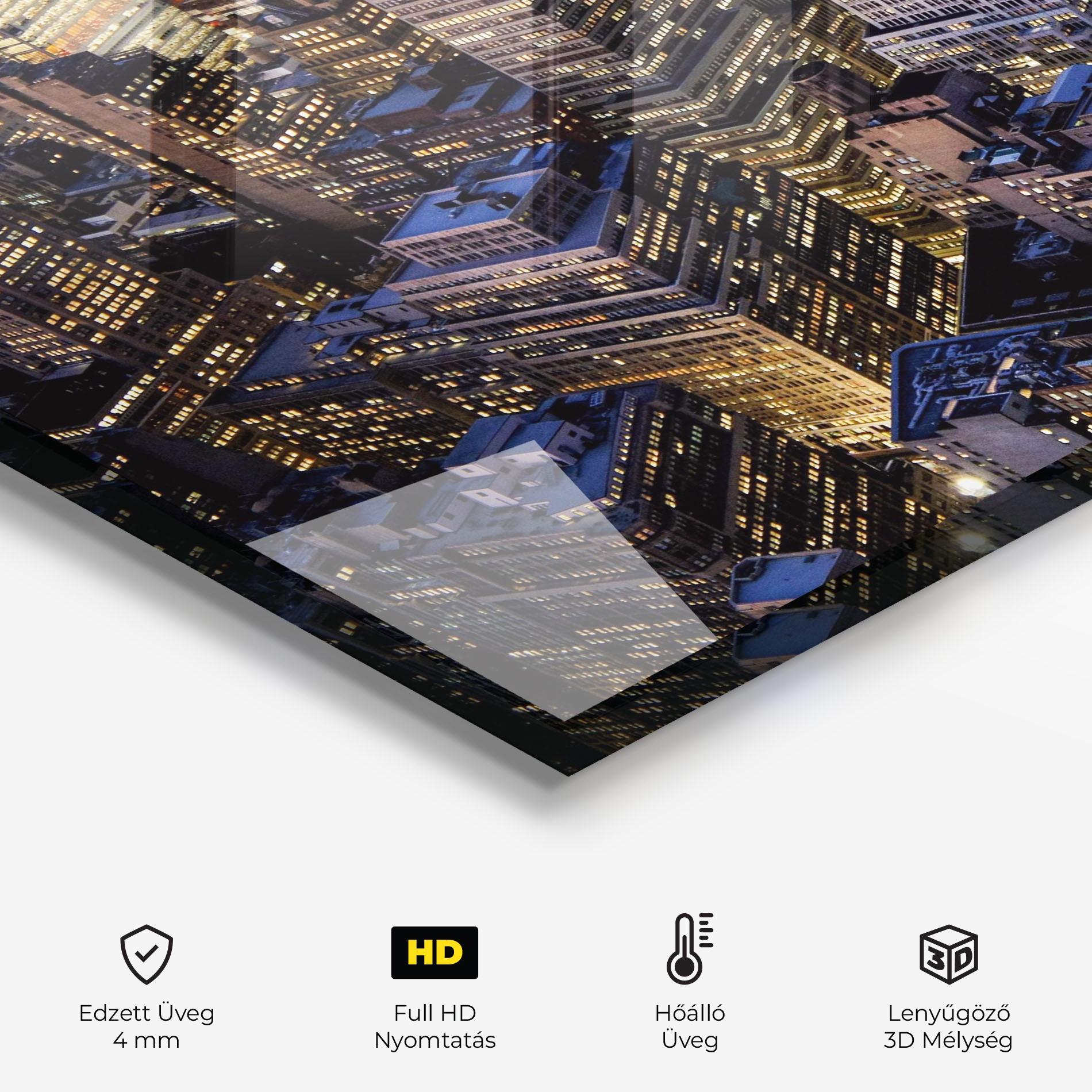 Konyhai üveg hátfal Blue Gold Skylines mockup 2