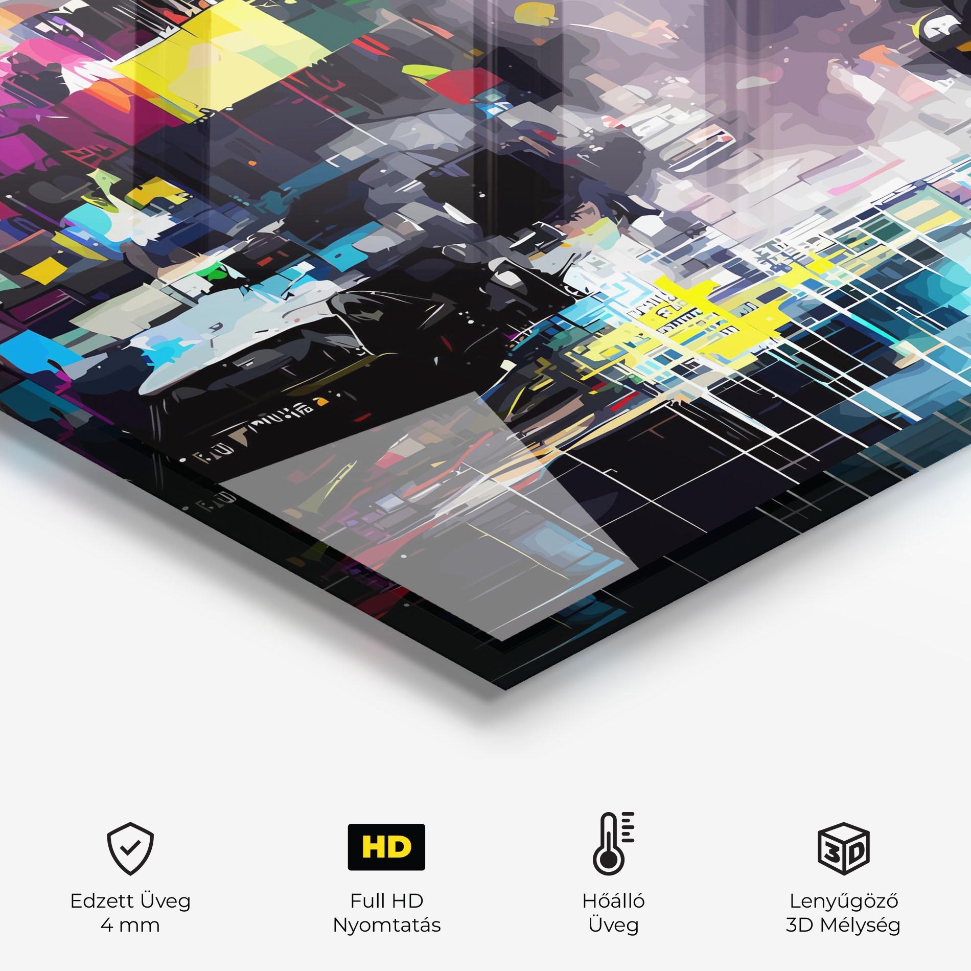 Konyhai üveg hátfal Grunge City Street mockup 2