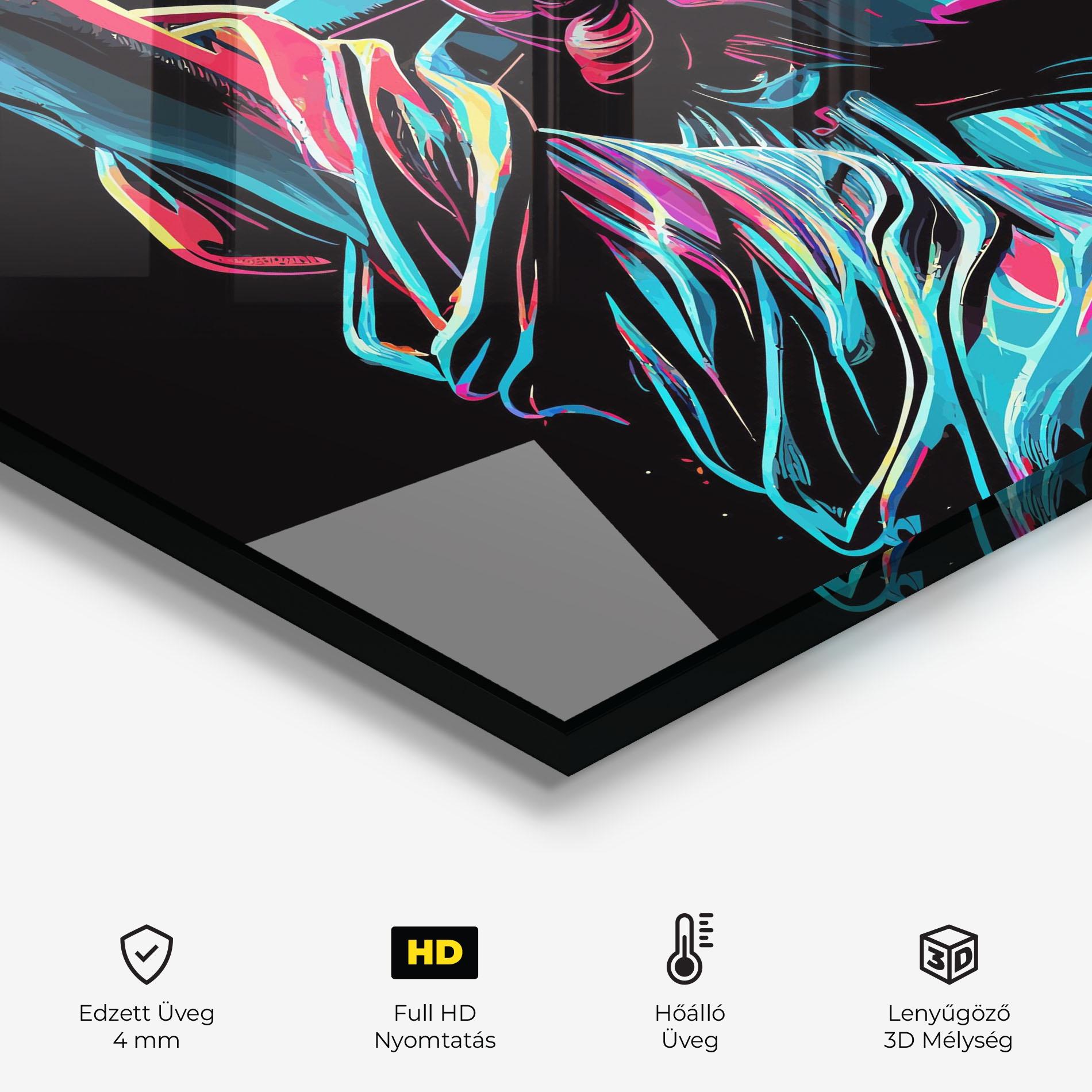 Konyhai üveg hátfal Liberty Colorful Statue mockup 2