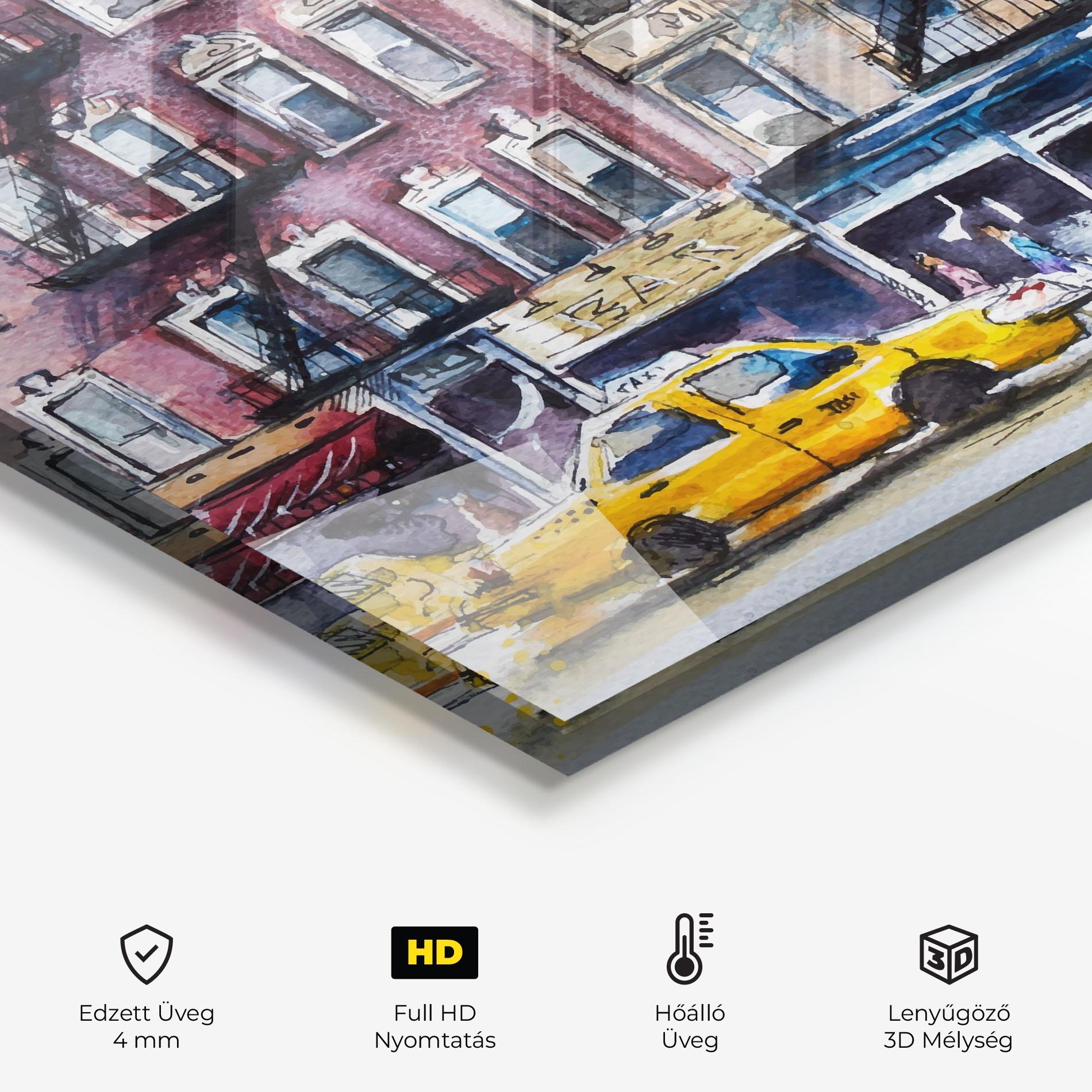 Konyhai üveg hátfal Newyork Taxi mockup 2