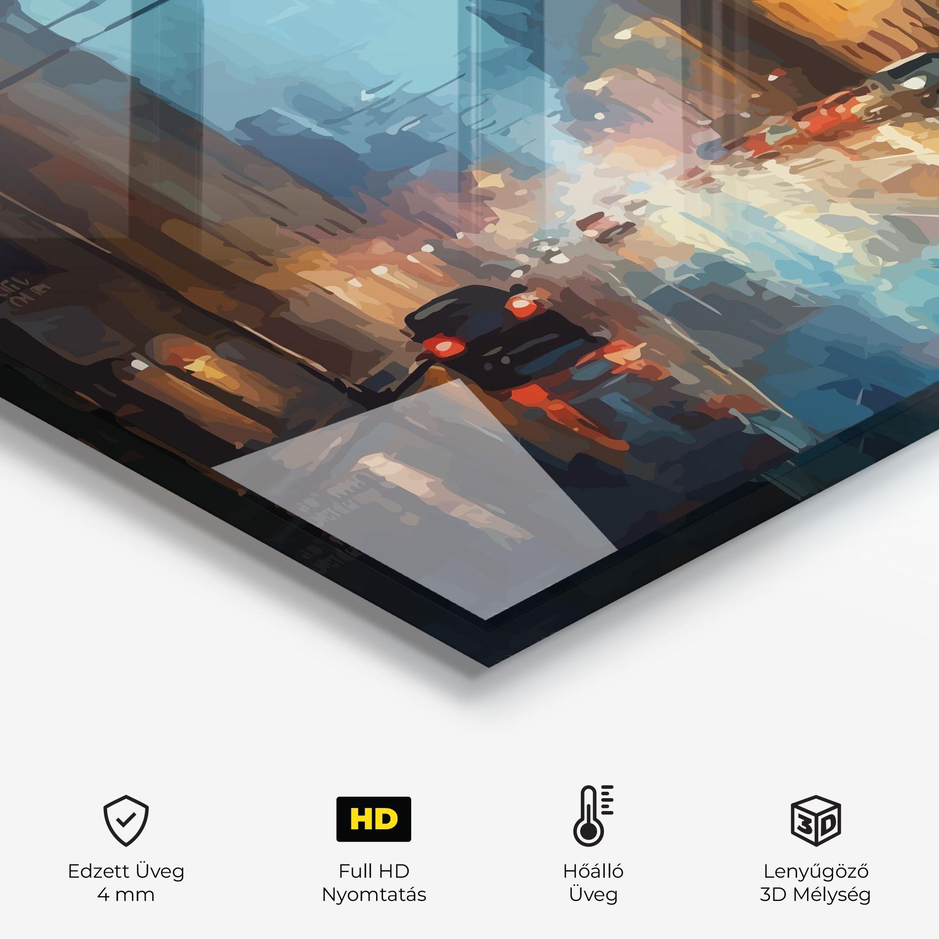 Konyhai üveg hátfal Red Car City Night mockup 2