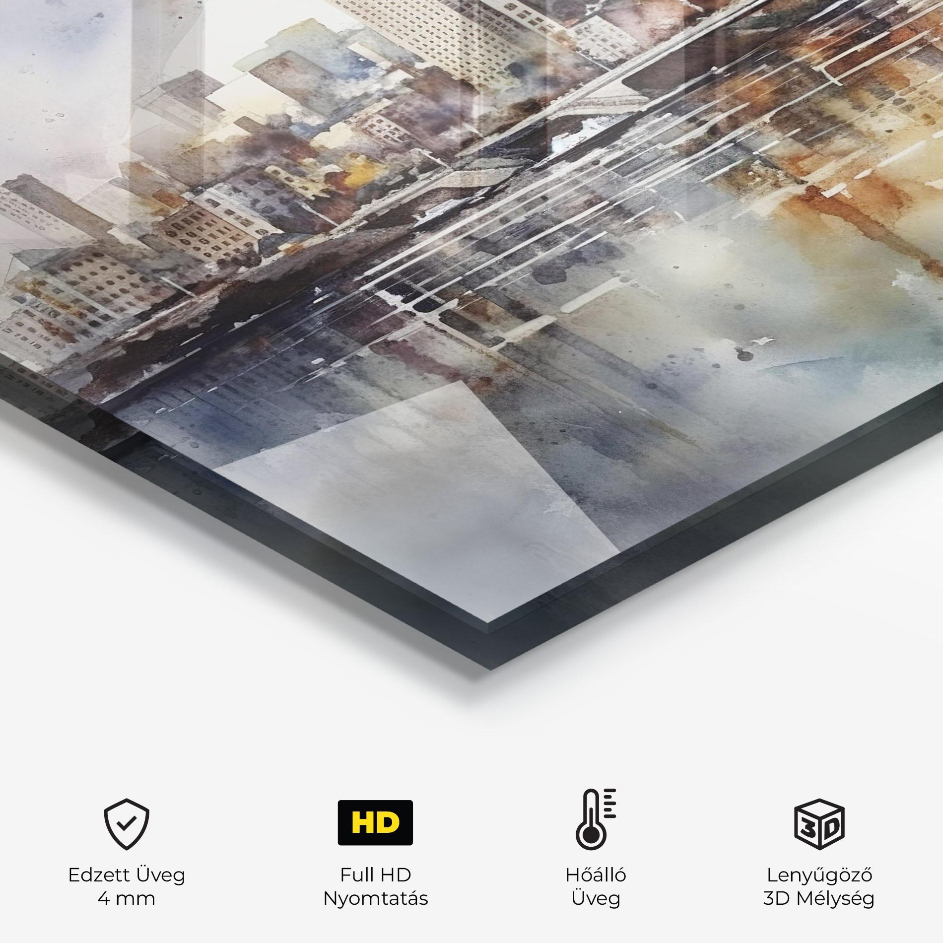 Konyhai üveg hátfal Watercolor Skyline mockup 2