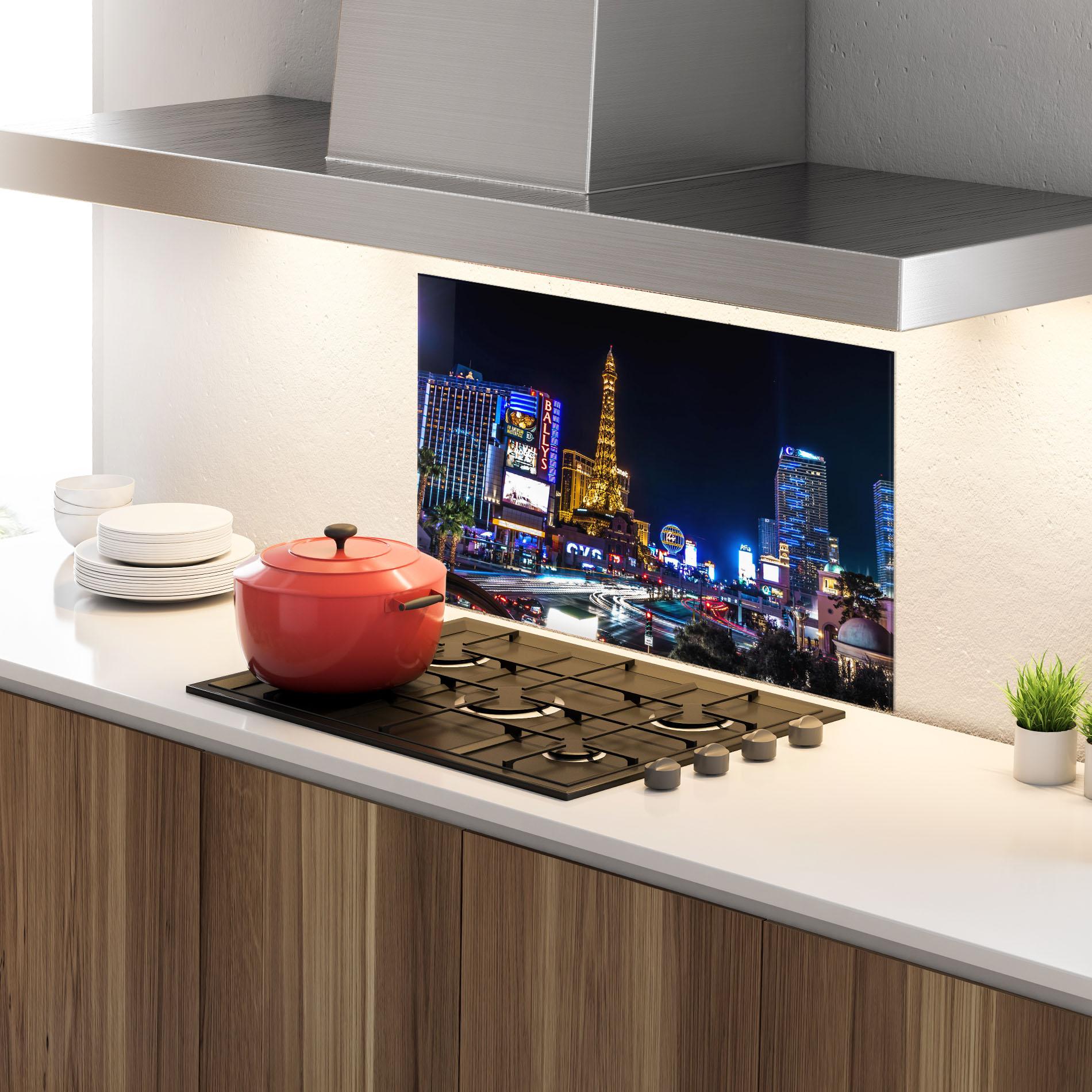 Konyhai üveg hátfal Las Vegas Night mockup 4