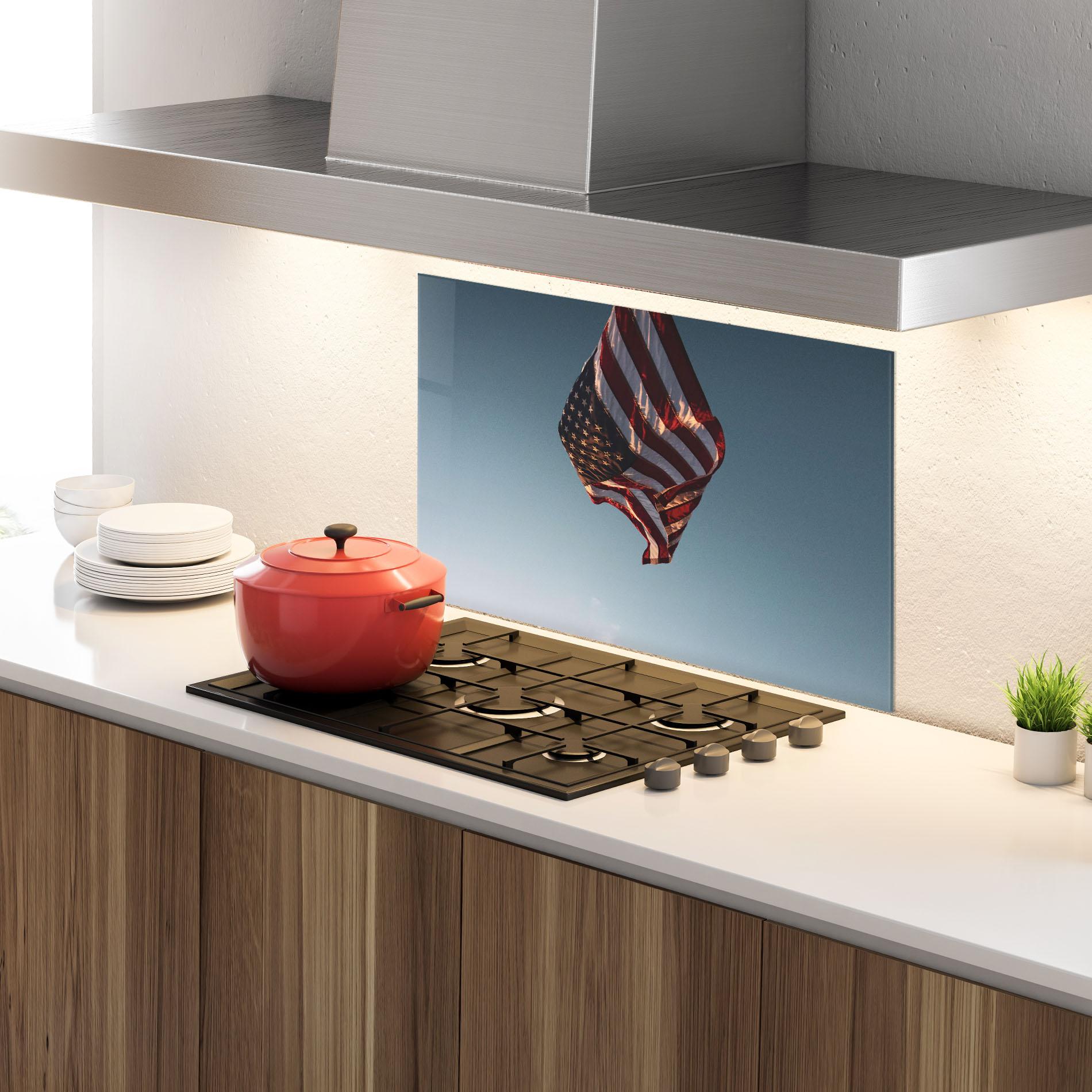 Konyhai üveg hátfal Usa Flag mockup 4