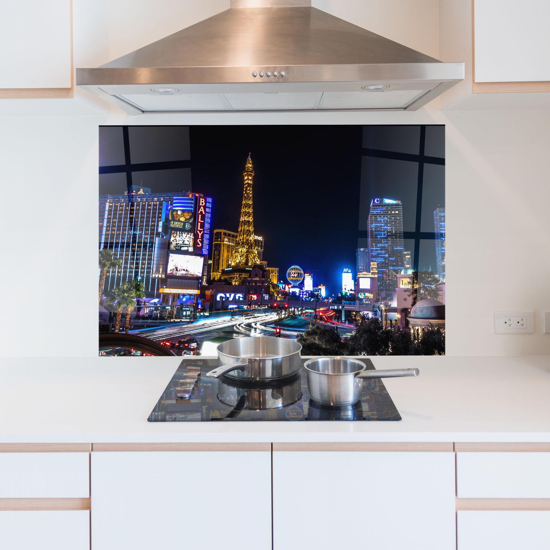 Konyhai üveg hátfal Las Vegas Night mockup 5