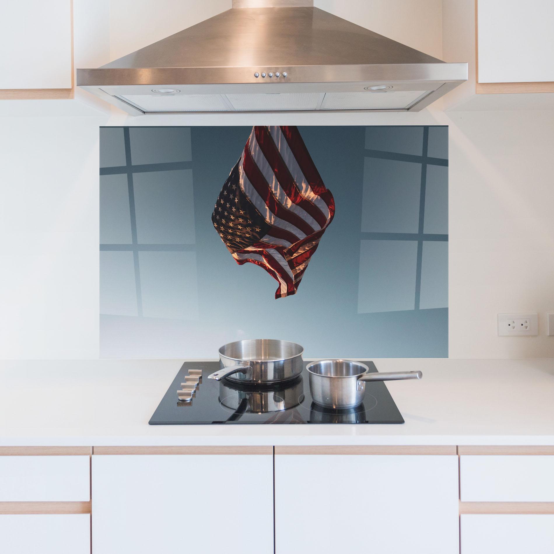 Konyhai üveg hátfal Usa Flag mockup 5
