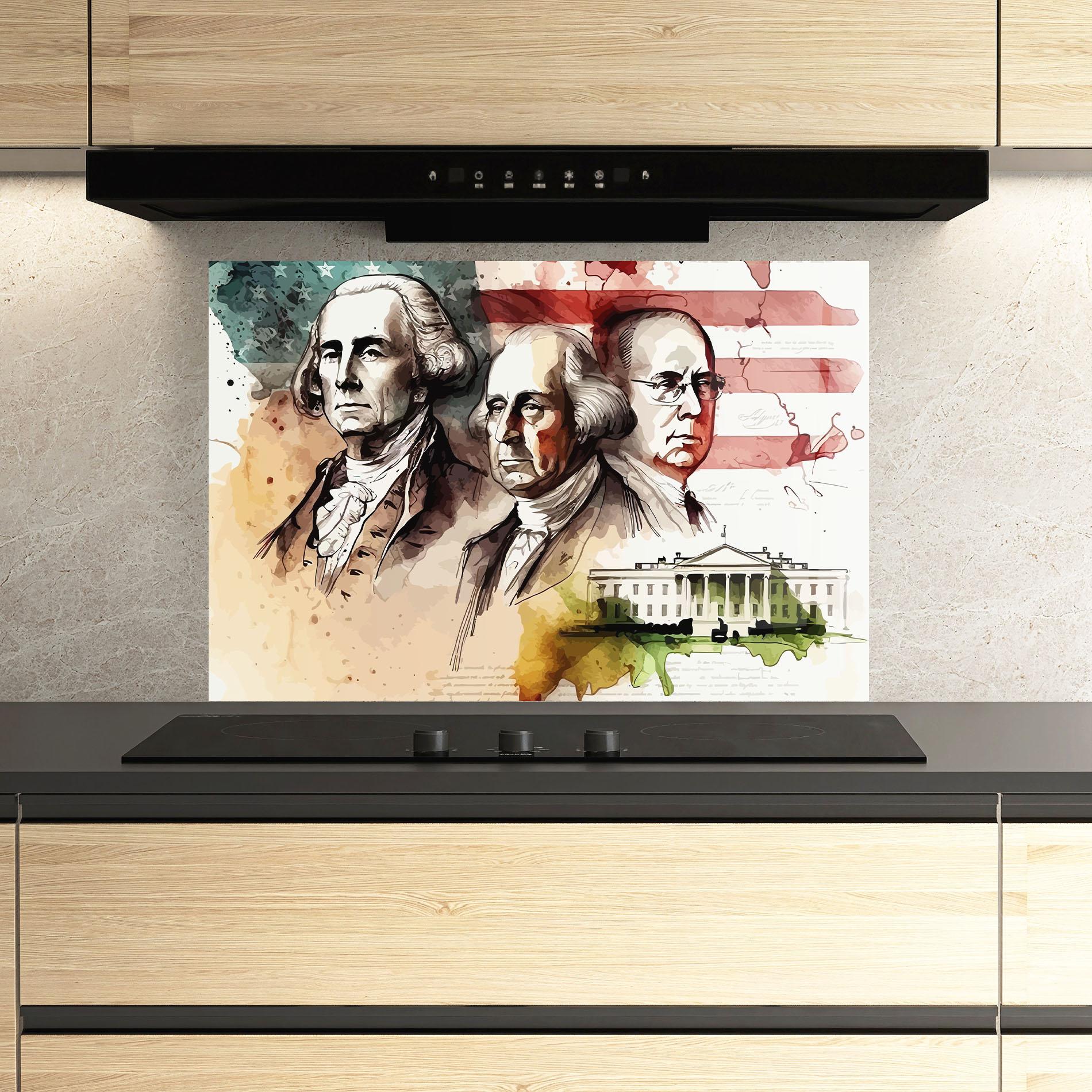 Konyhai üveg hátfal American Art Flag mockup 3