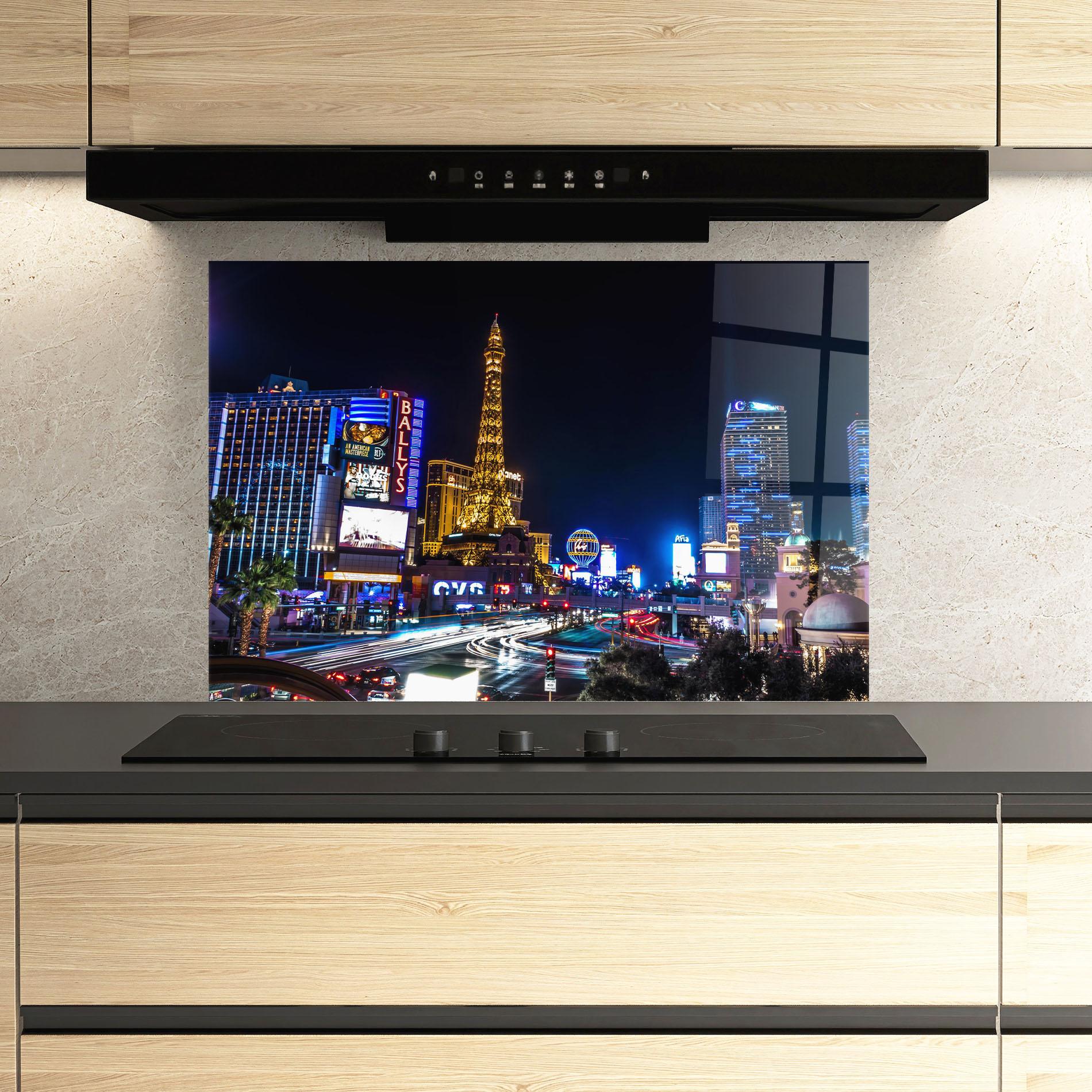 Konyhai üveg hátfal Las Vegas Night mockup 3