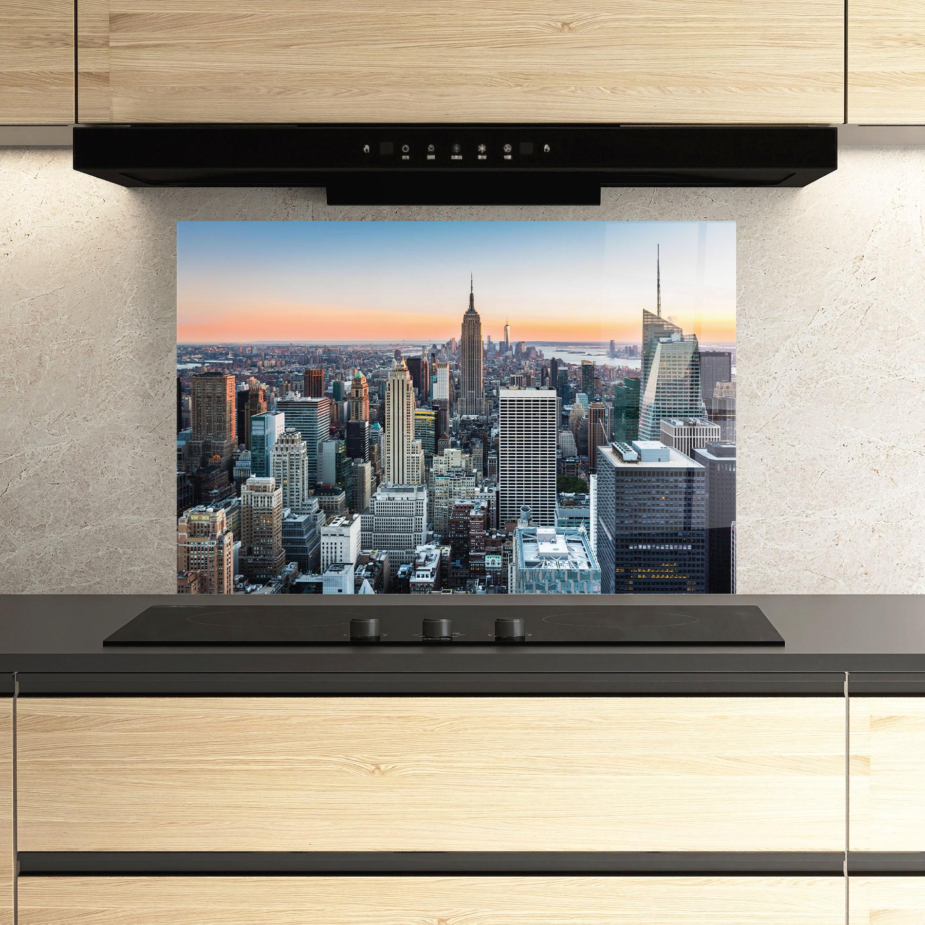 Konyhai üveg hátfal New York Skyline mockup 3