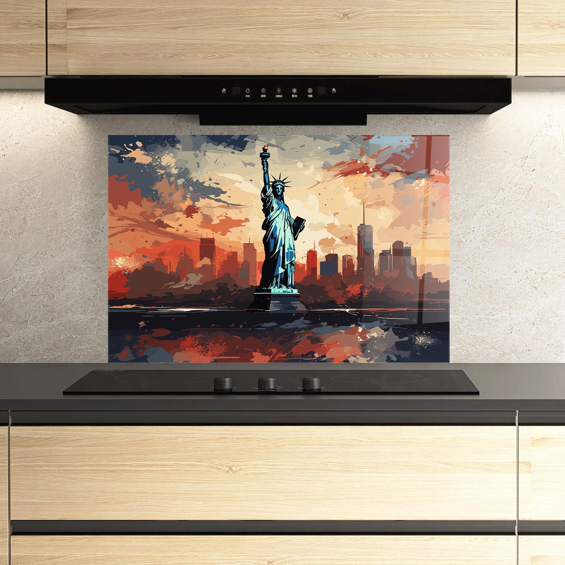 Konyhai üveg hátfal United States Statue mockup 3