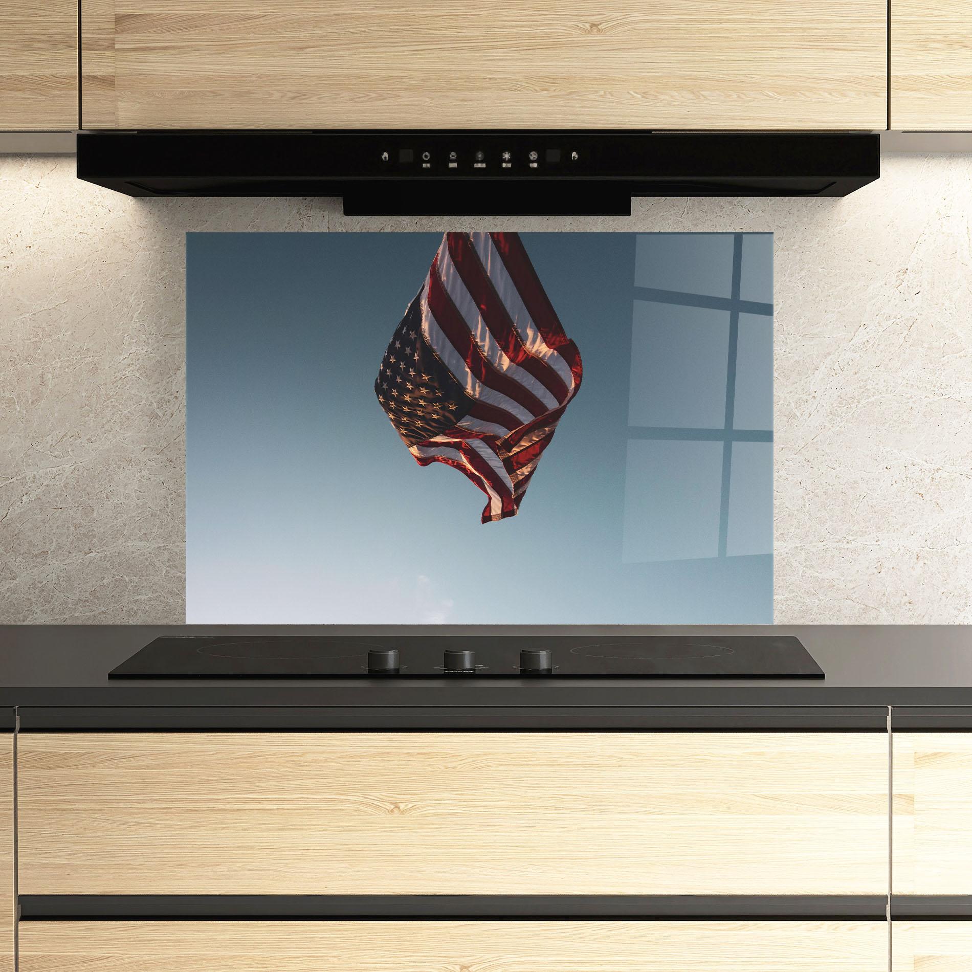 Konyhai üveg hátfal Usa Flag mockup 3