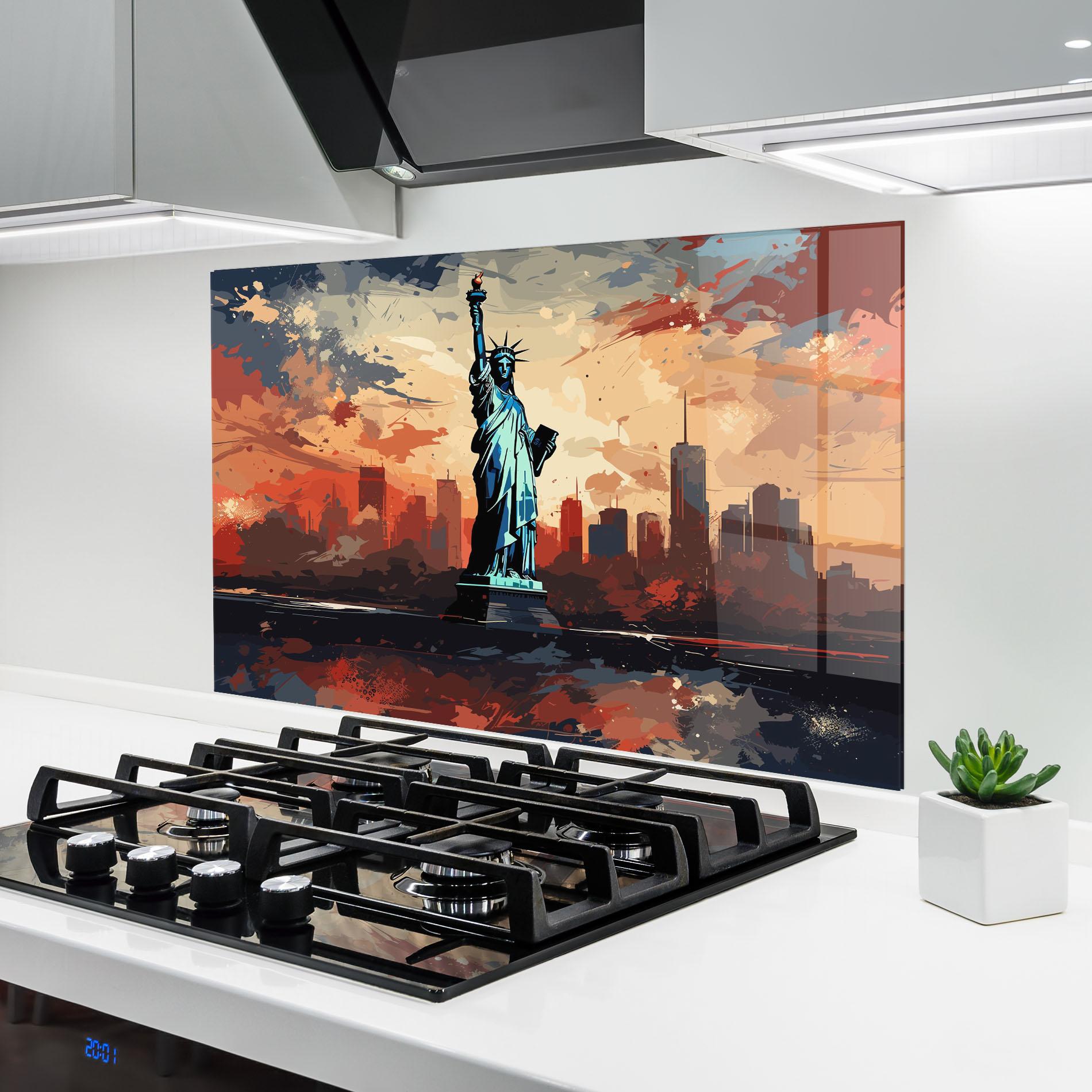 Konyhai üveg hátfal United States Statue mockup 6
