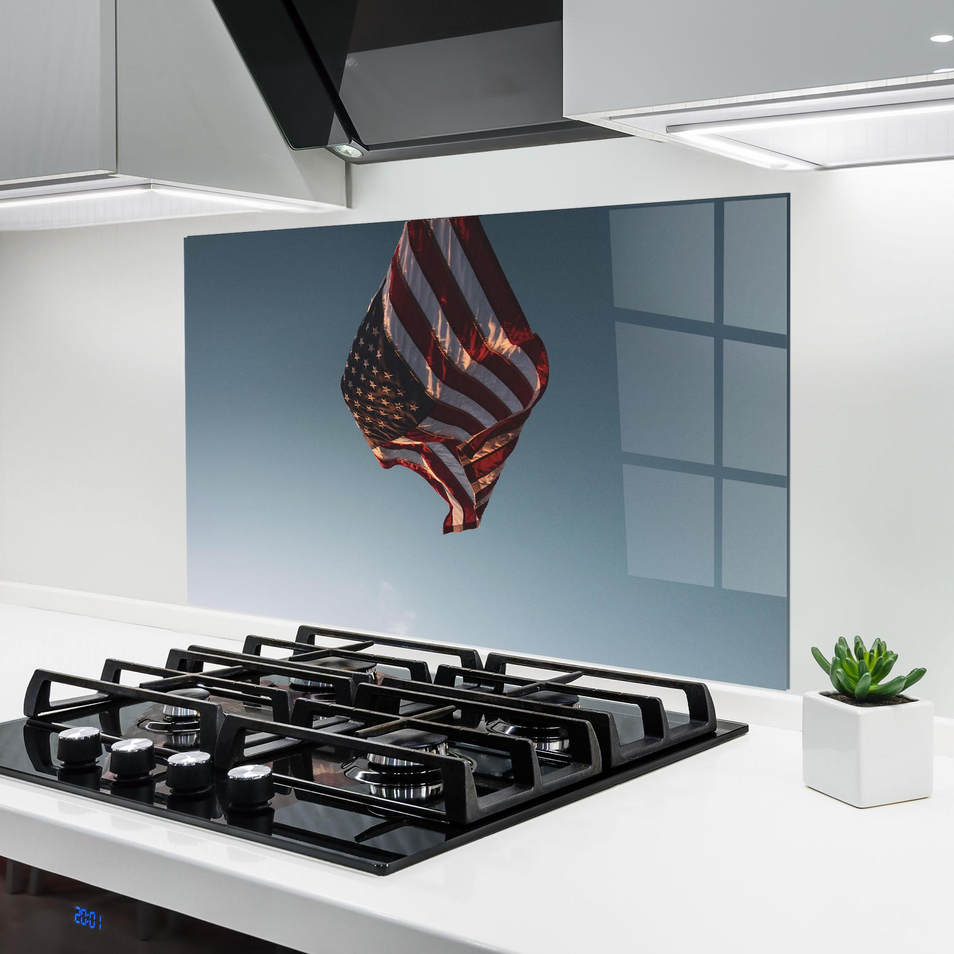 Konyhai üveg hátfal Usa Flag mockup 6