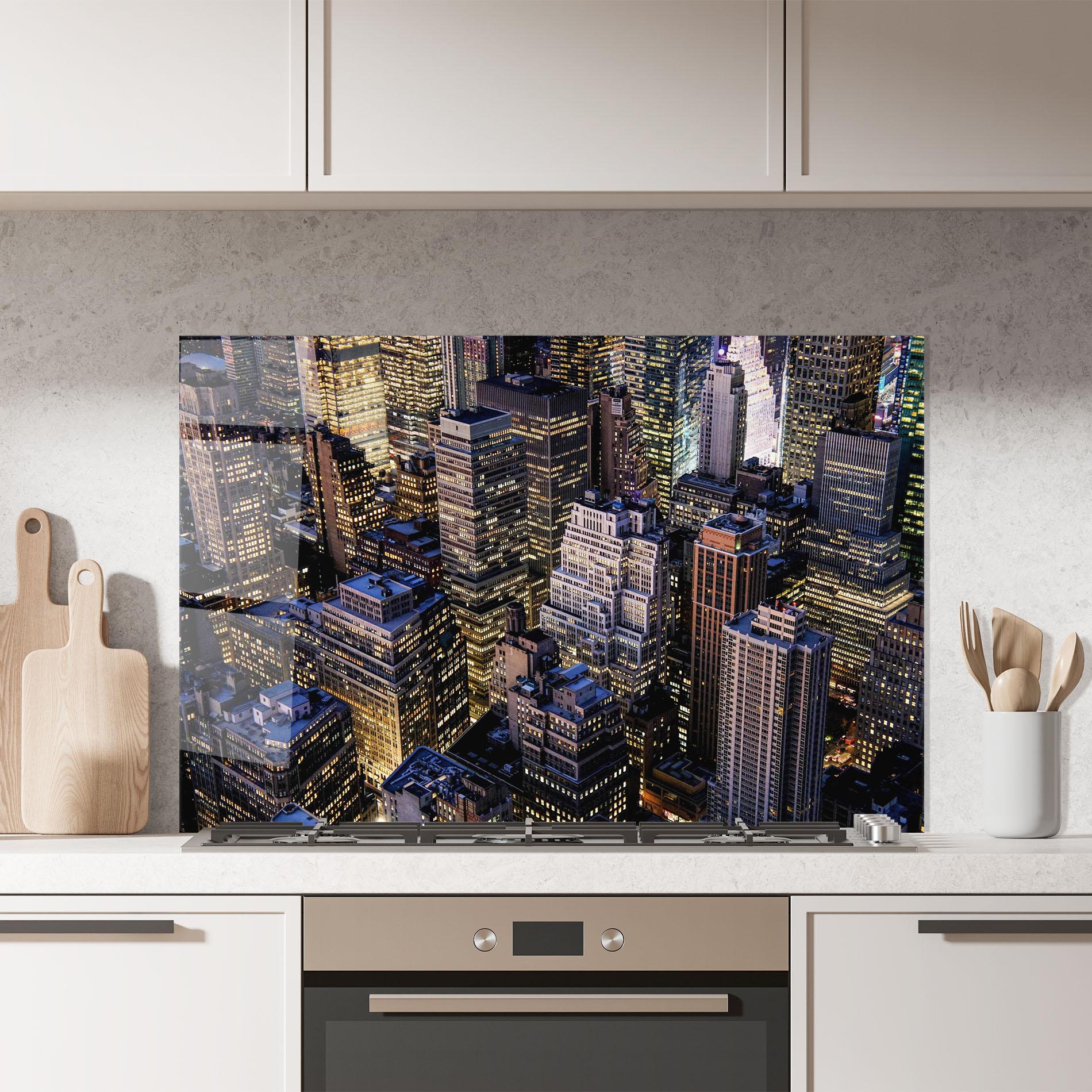 Konyhai üveg hátfal Blue Gold Skylines mockup 7