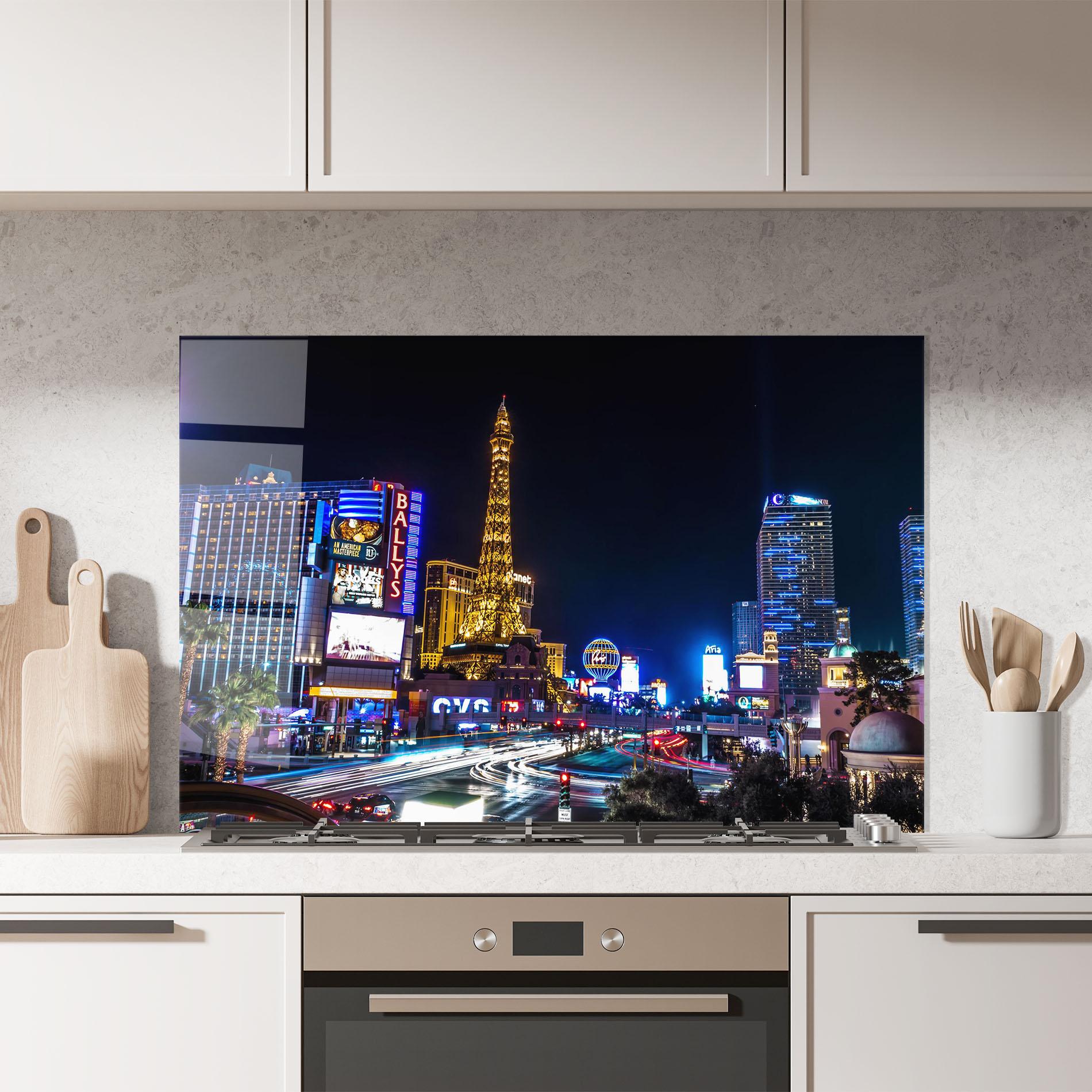 Konyhai üveg hátfal Las Vegas Night mockup 7