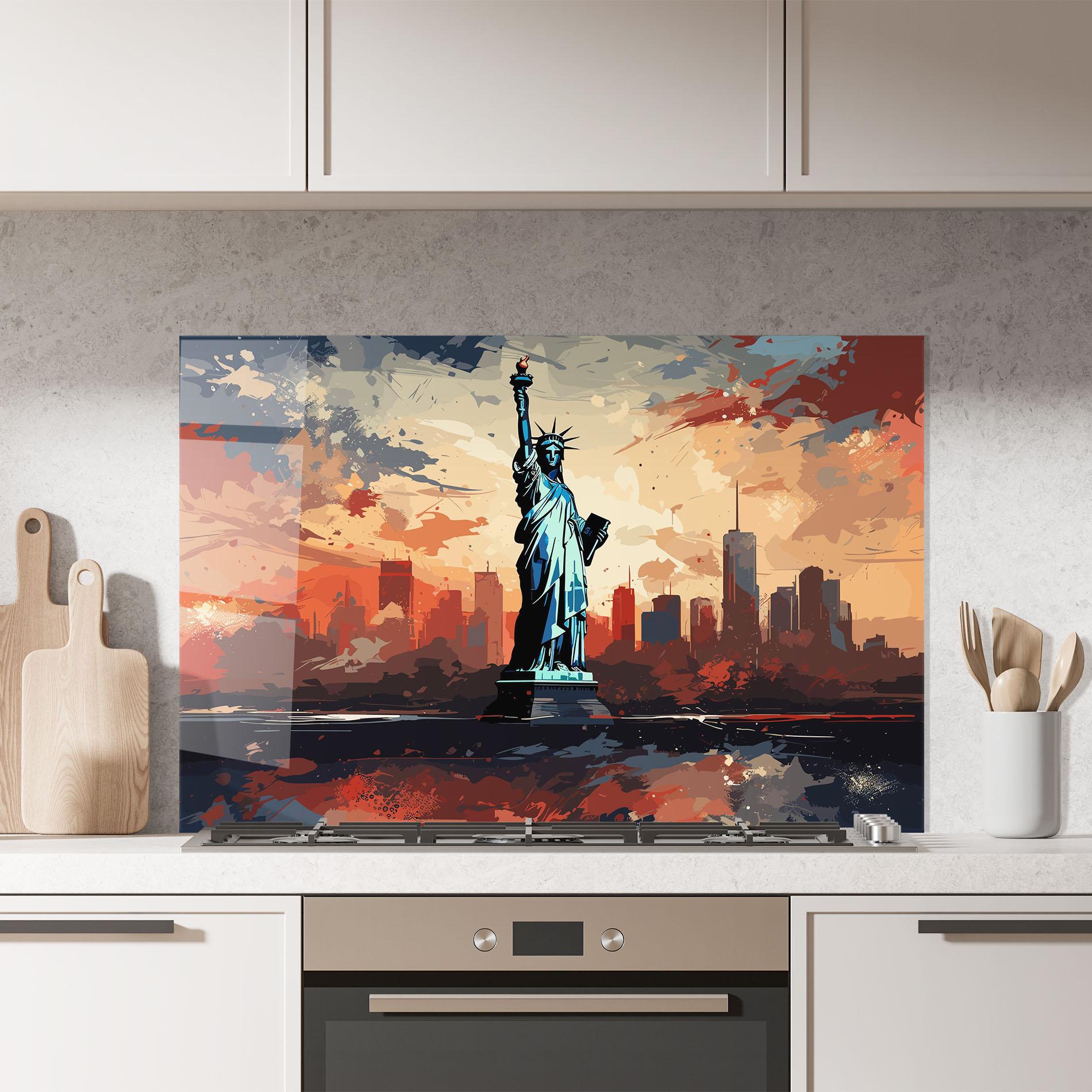Konyhai üveg hátfal United States Statue mockup 7
