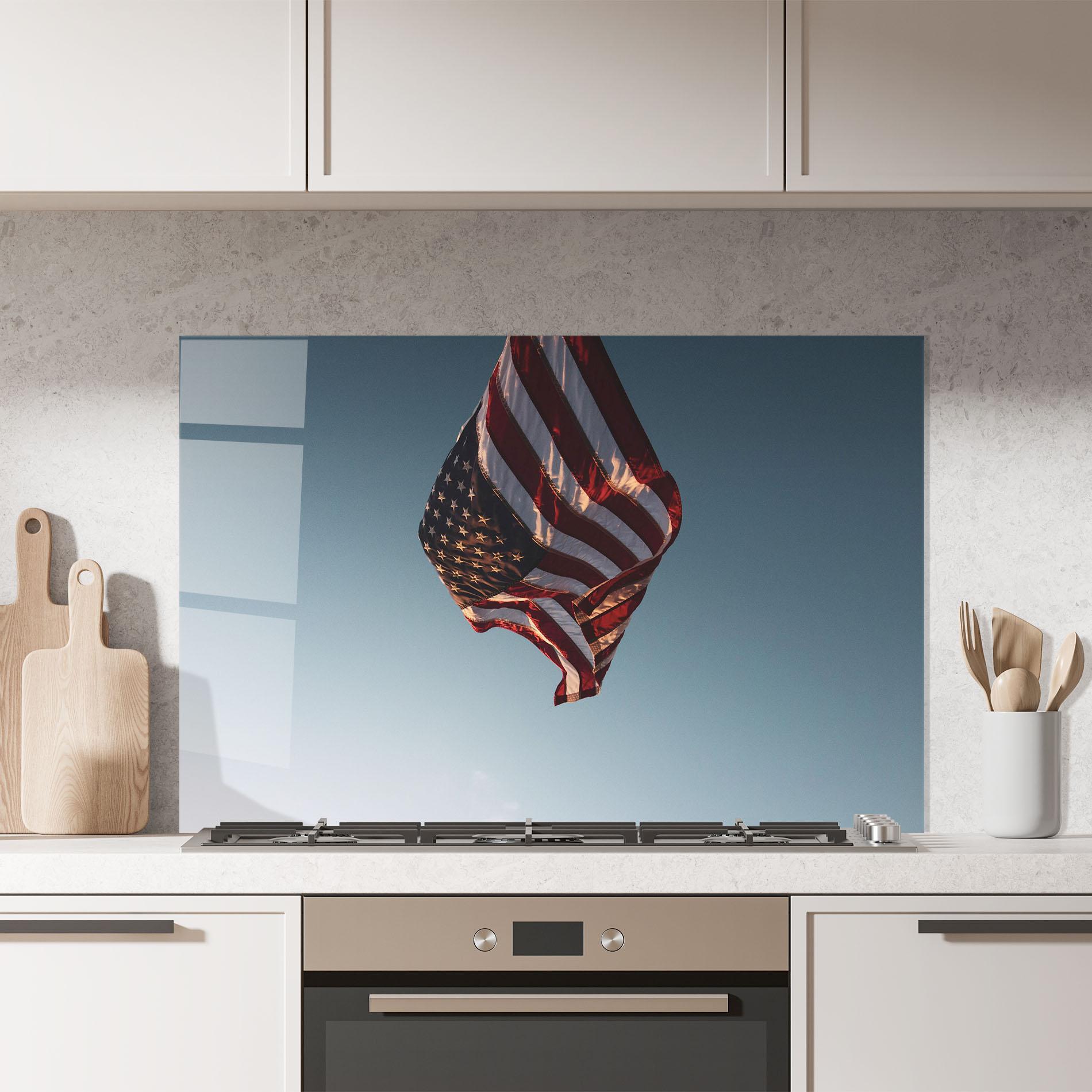 Konyhai üveg hátfal Usa Flag mockup 7