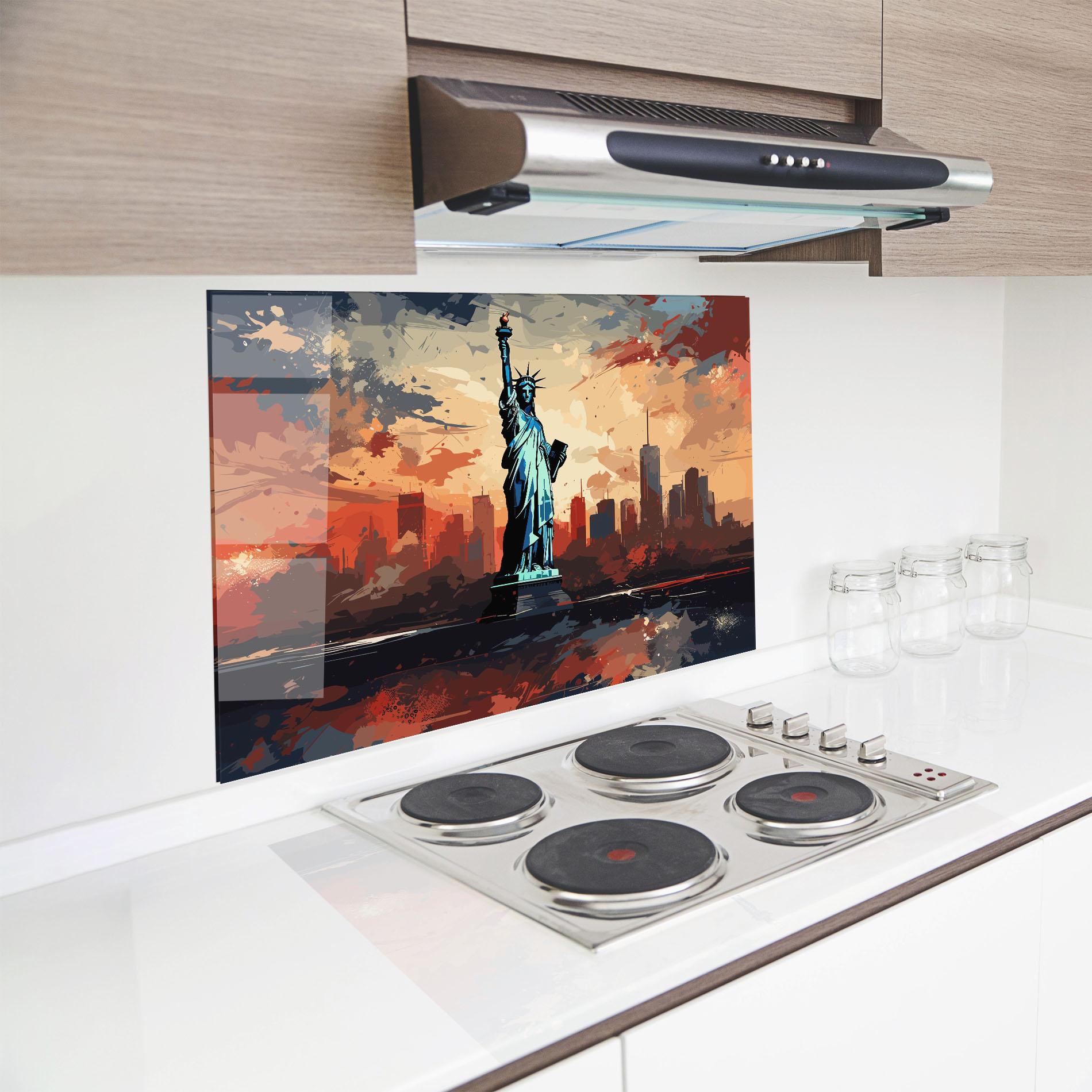 Konyhai üveg hátfal United States Statue mockup 8