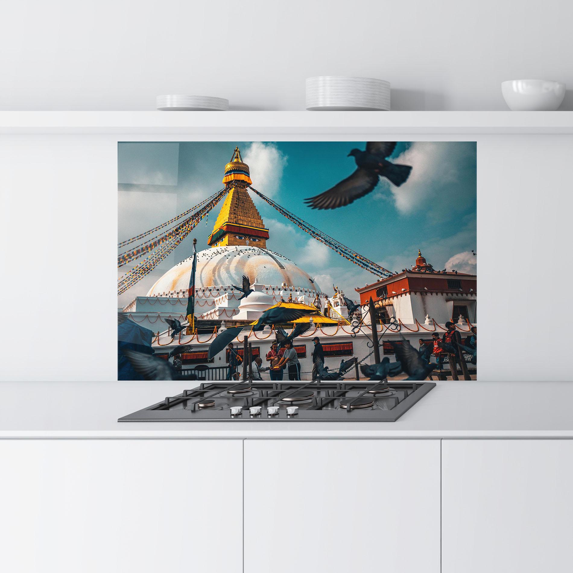 Konyhai üveg hátfal Buddha Stupa mockup 9