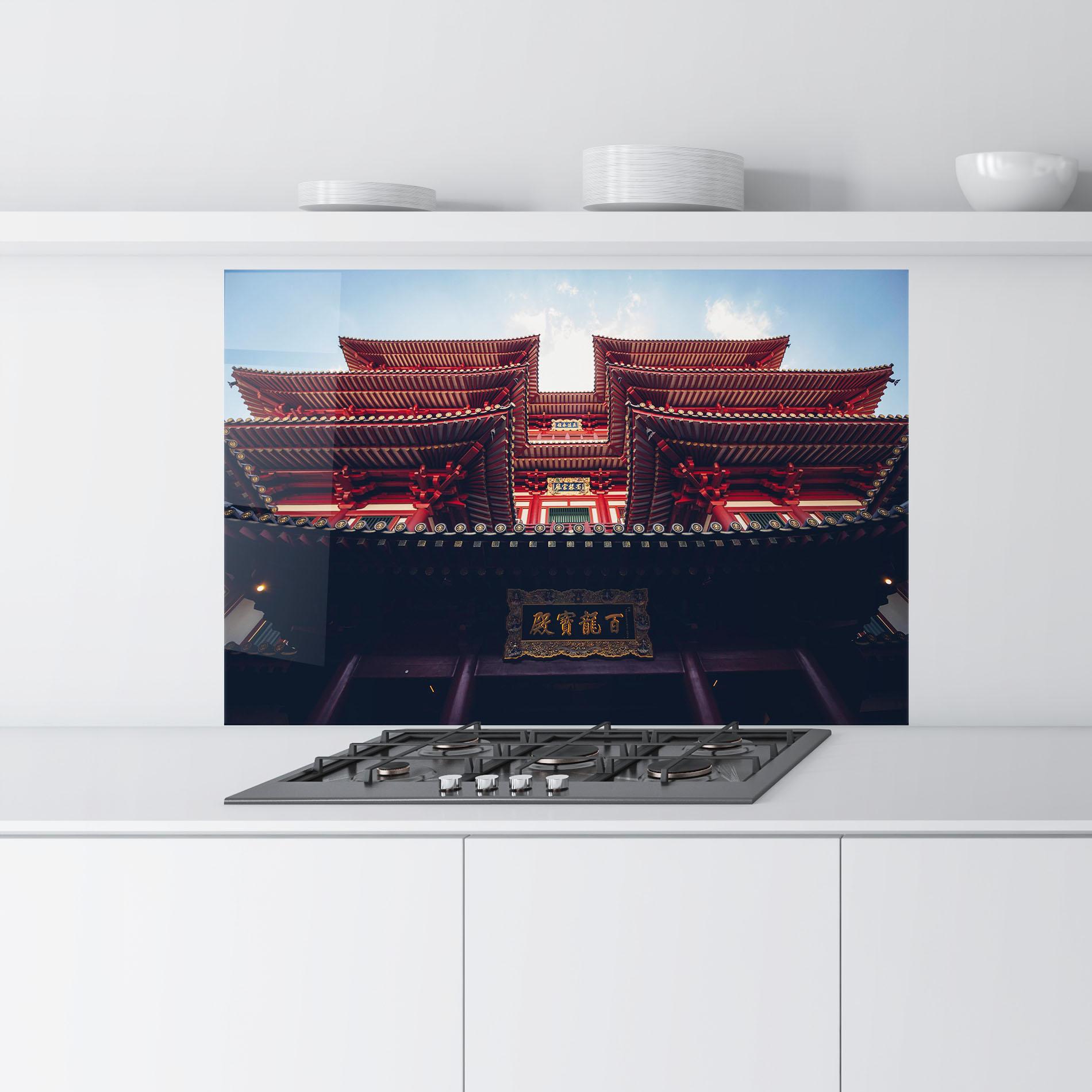 Konyhai üveg hátfal Buddhist Temple mockup 9