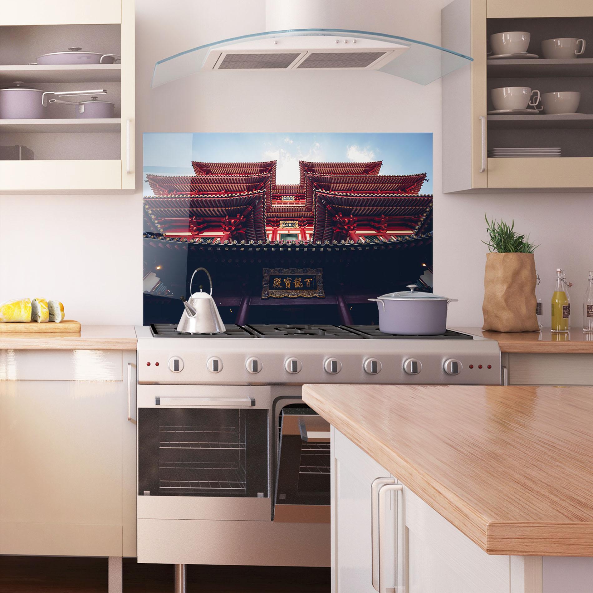 Konyhai üveg hátfal Buddhist Temple mockup 1