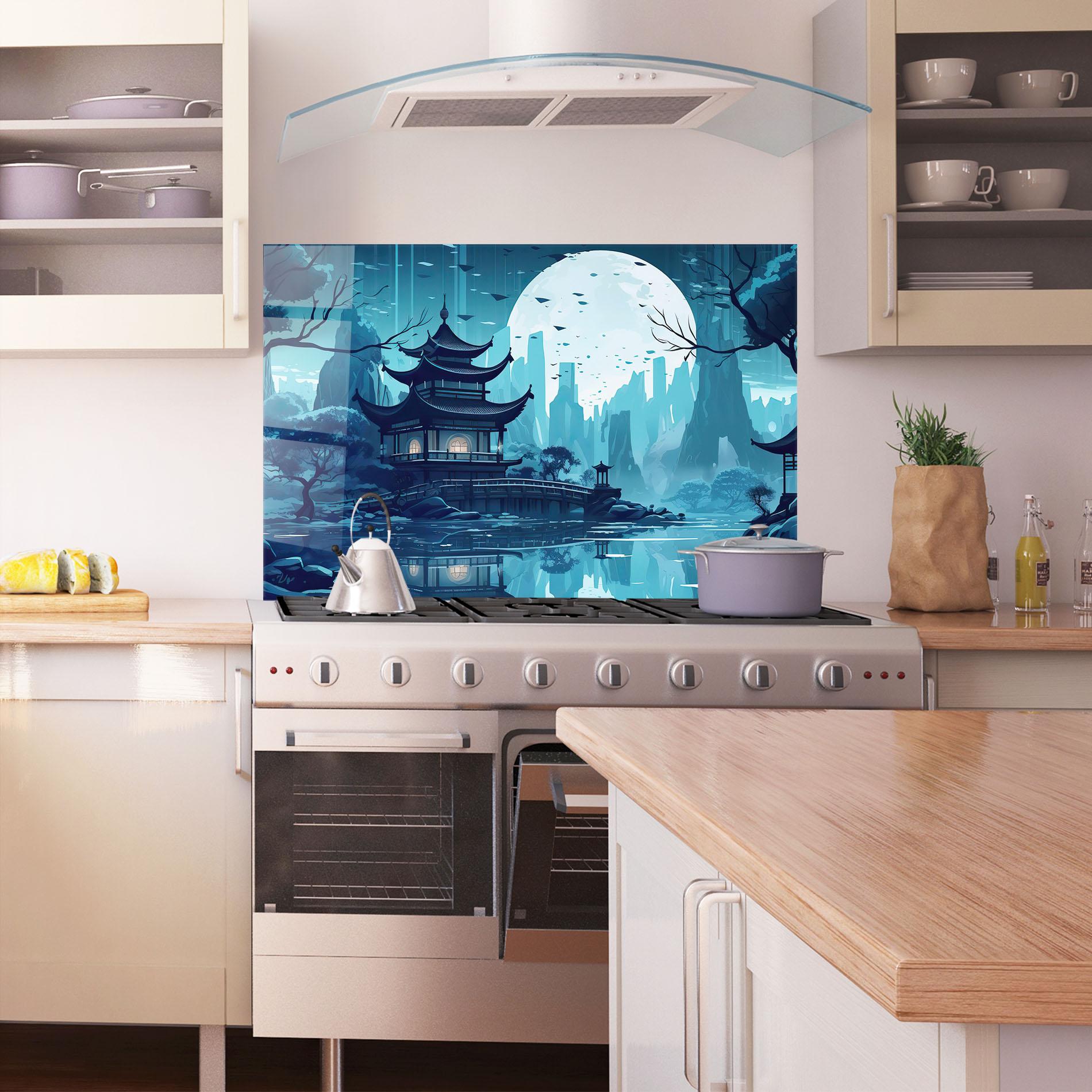 Konyhai üveg hátfal Chinese Cartoon mockup 1