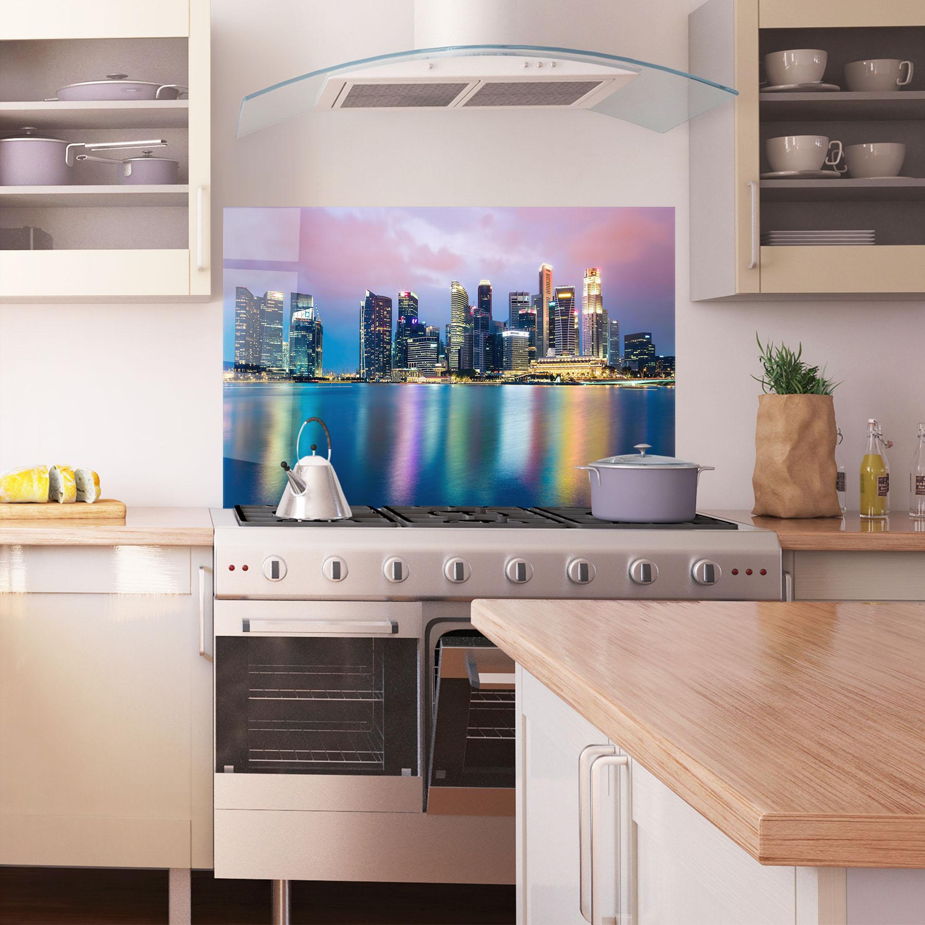Konyhai üveg hátfal Hong Kong Skyline mockup 1