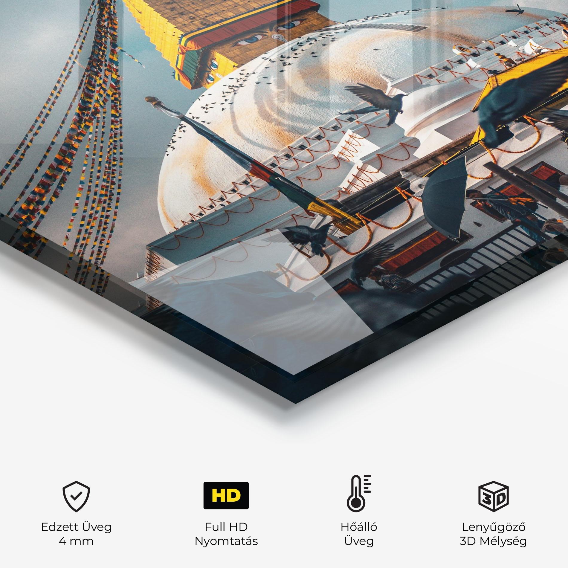 Konyhai üveg hátfal Buddha Stupa mockup 2