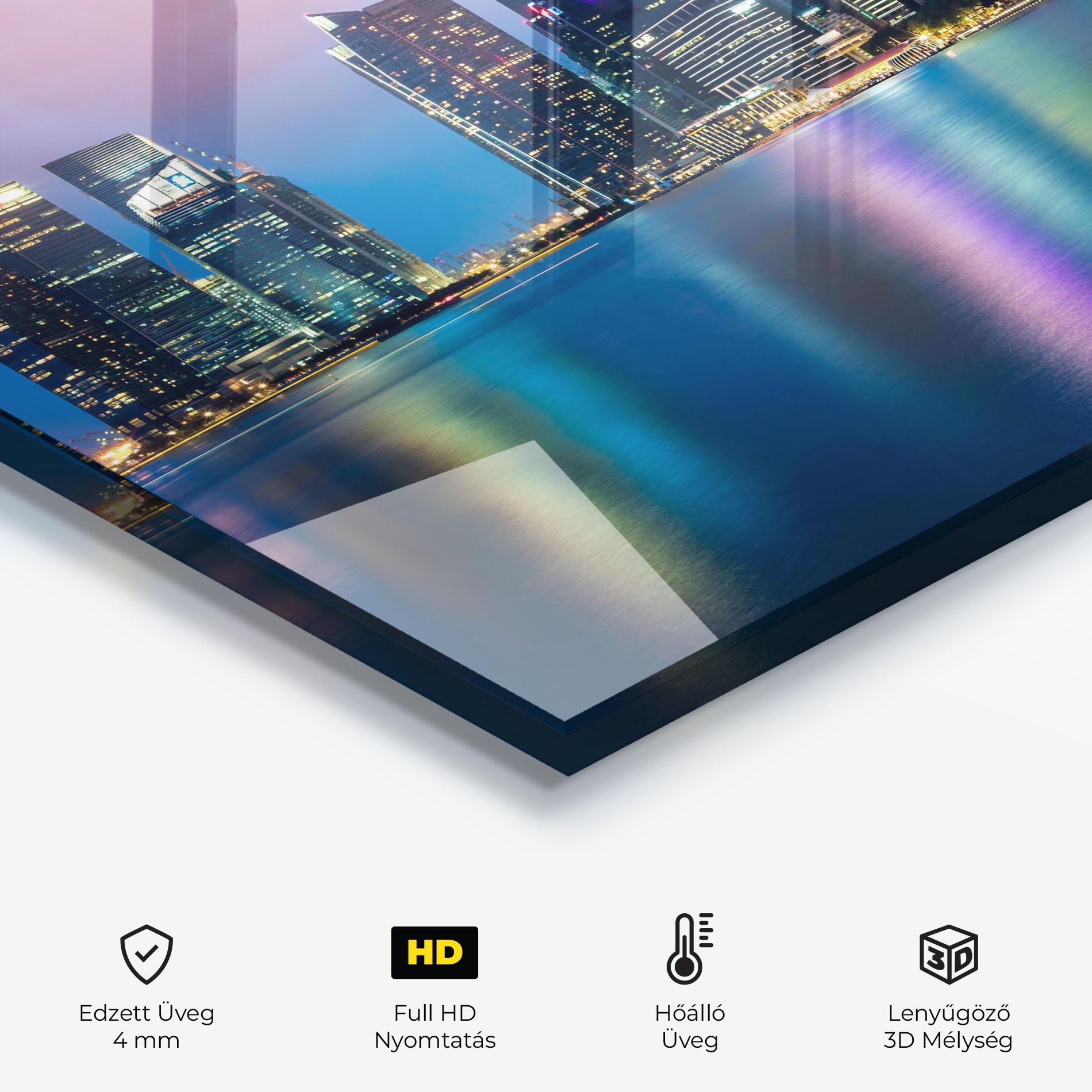 Konyhai üveg hátfal Hong Kong Skyline mockup 2