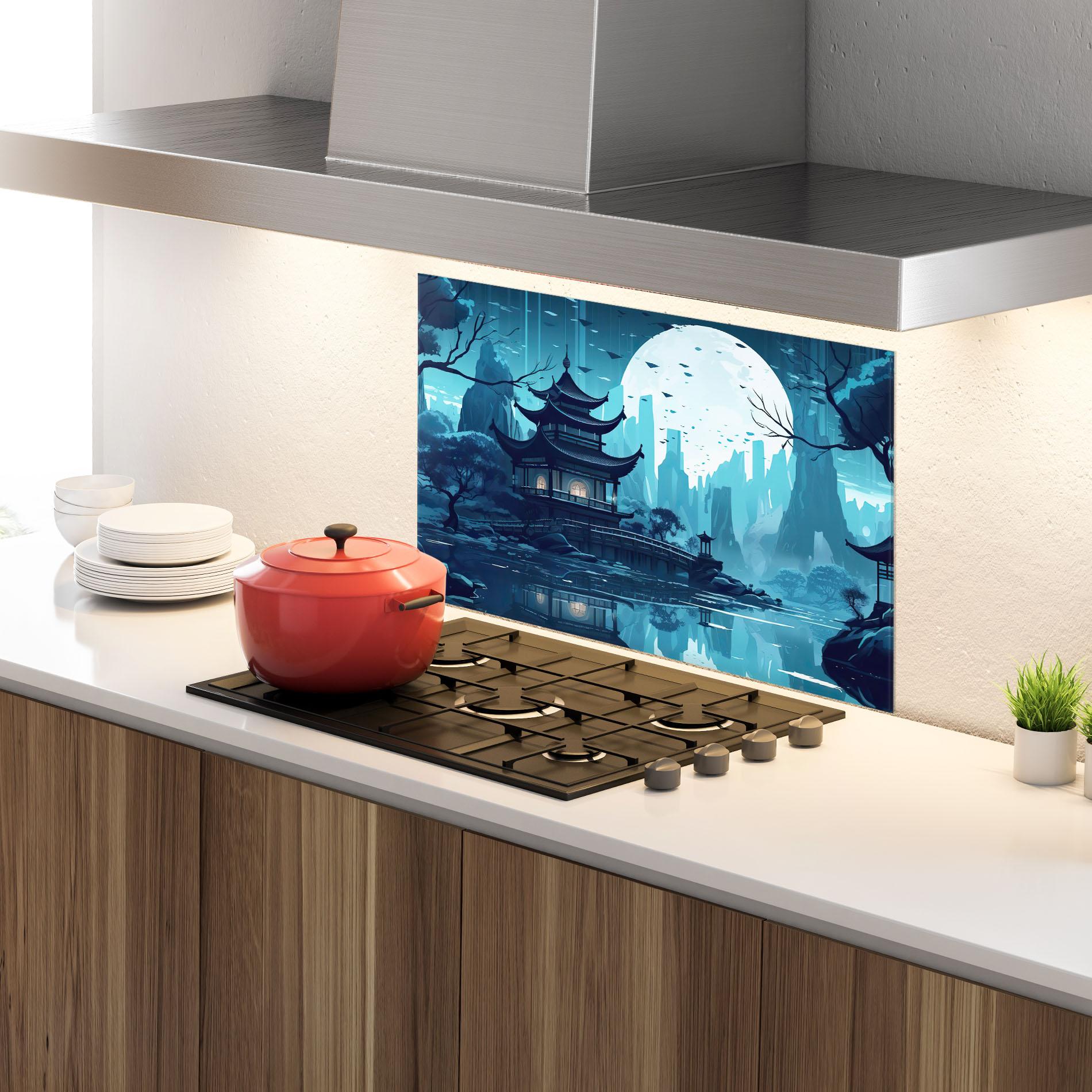 Konyhai üveg hátfal Chinese Cartoon mockup 4