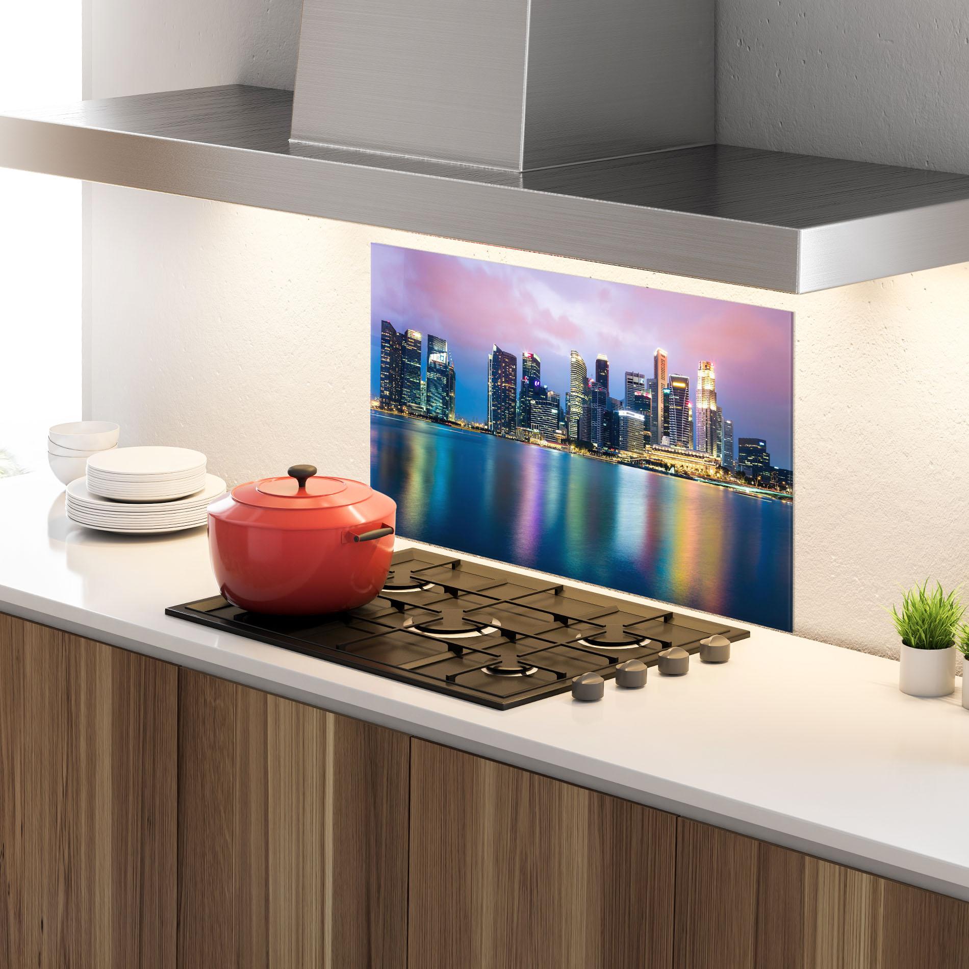 Konyhai üveg hátfal Hong Kong Skyline mockup 4