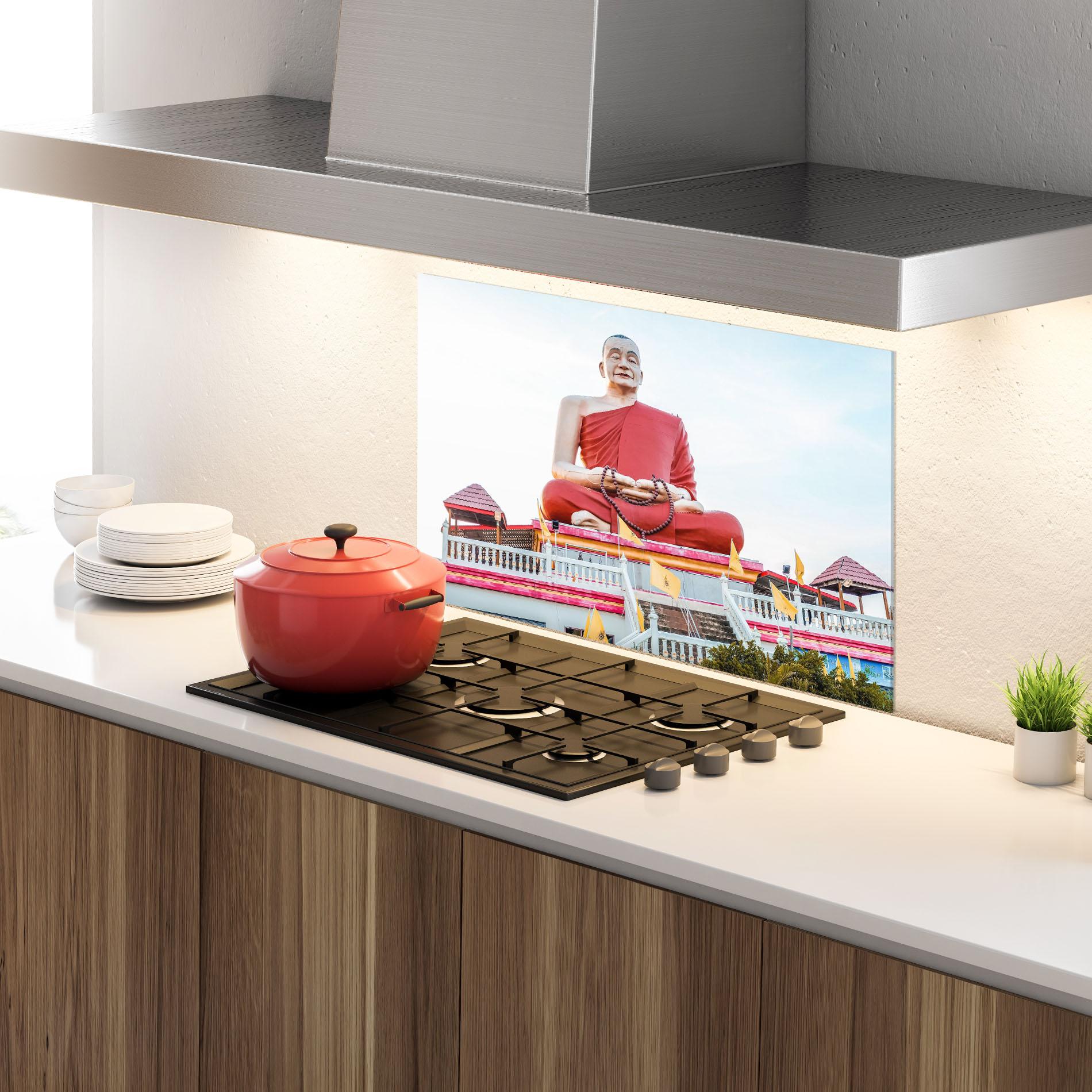 Konyhai üveg hátfal Statue Ghana Devi mockup 4