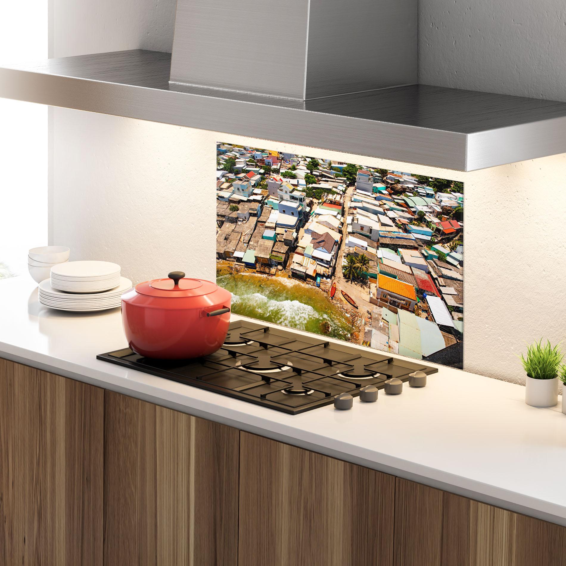 Konyhai üveg hátfal Vietnam Slums mockup 4