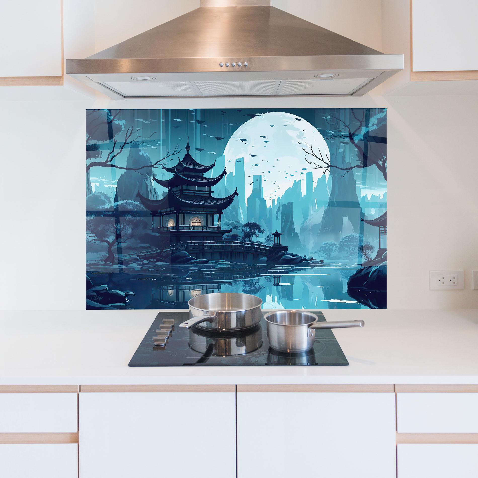 Konyhai üveg hátfal Chinese Cartoon mockup 5