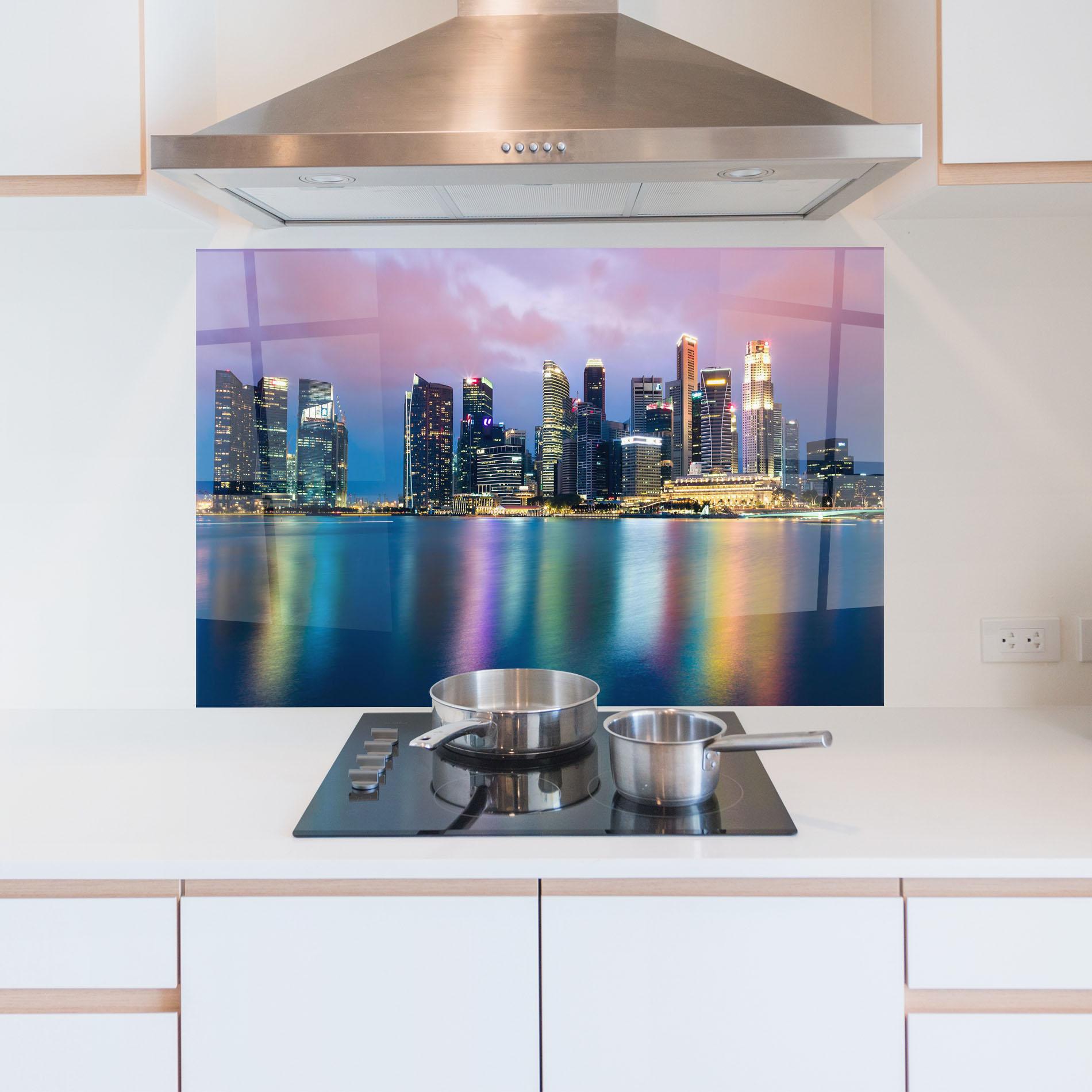 Konyhai üveg hátfal Hong Kong Skyline mockup 5
