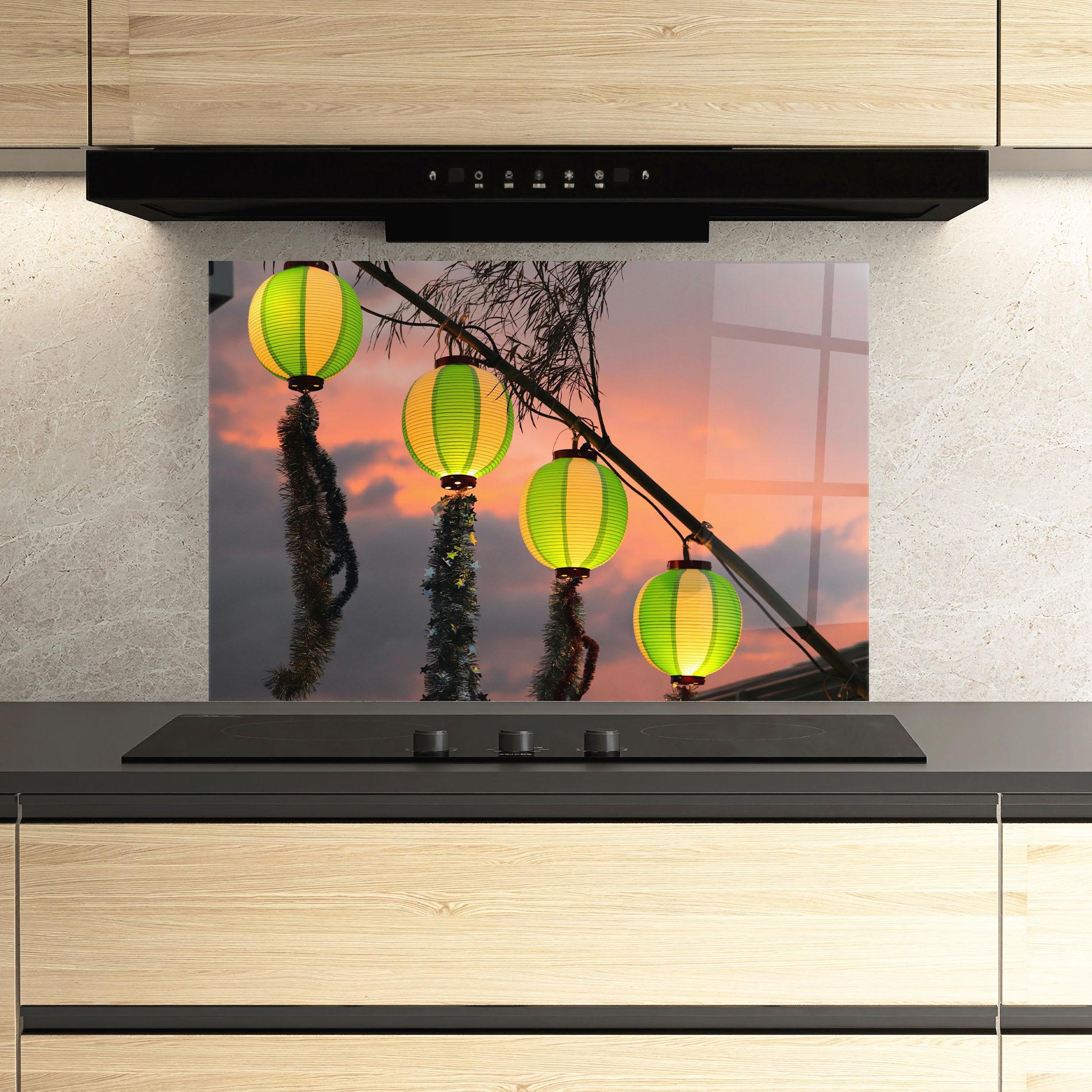 Konyhai üveg hátfal Green Lights mockup 3