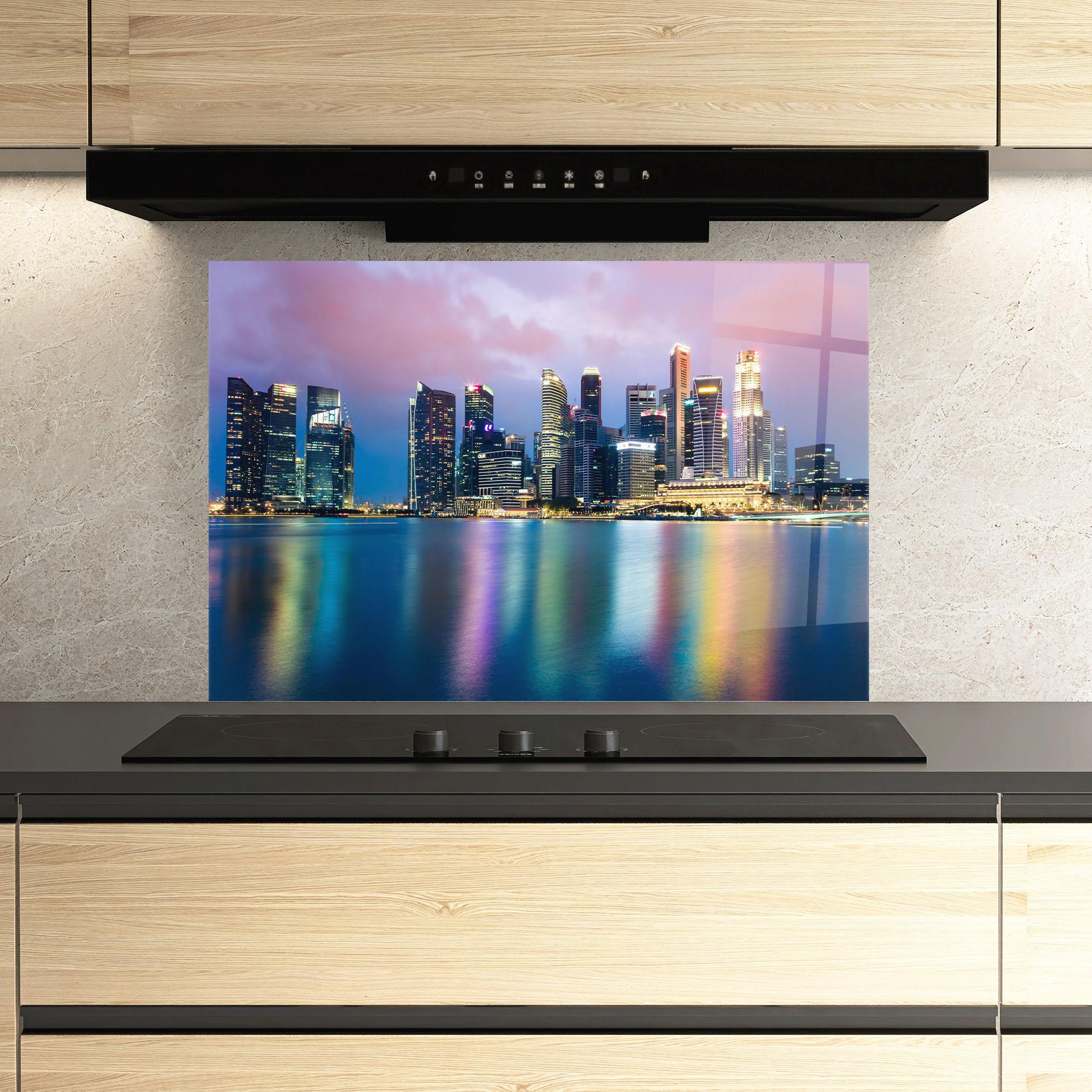 Konyhai üveg hátfal Hong Kong Skyline mockup 3