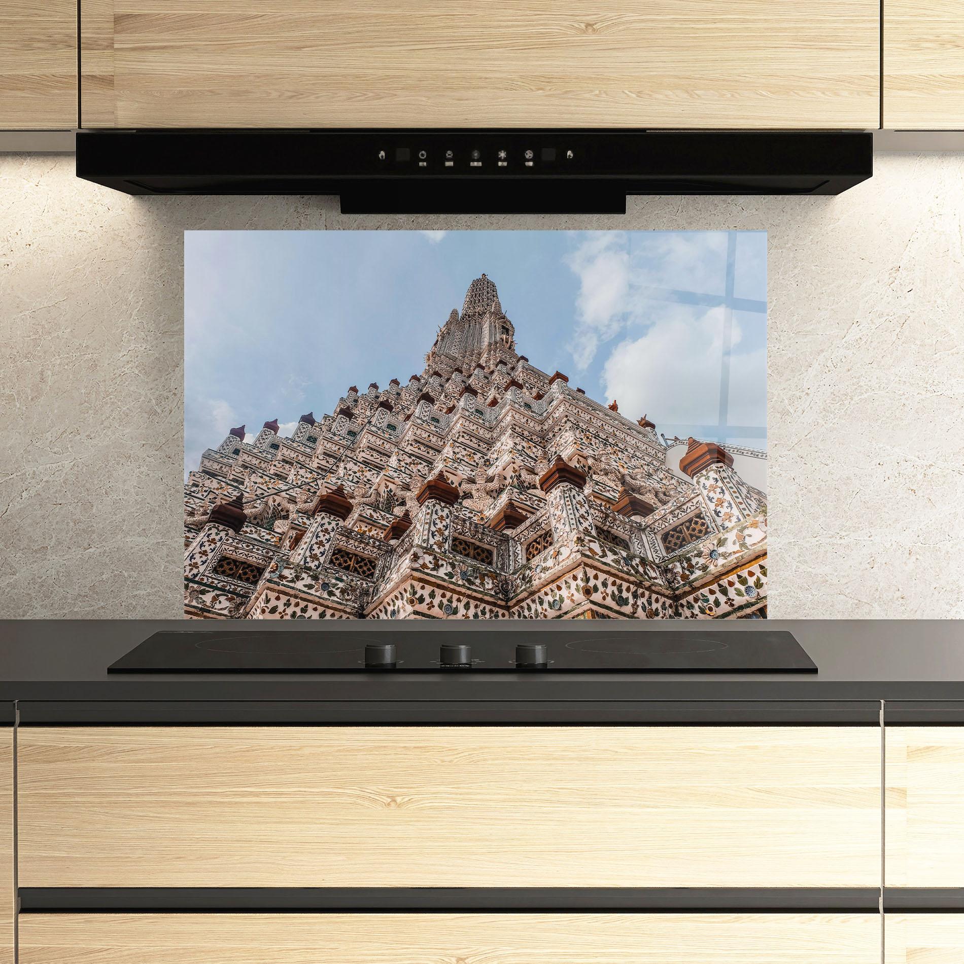 Konyhai üveg hátfal Temple Of Dawn mockup 3