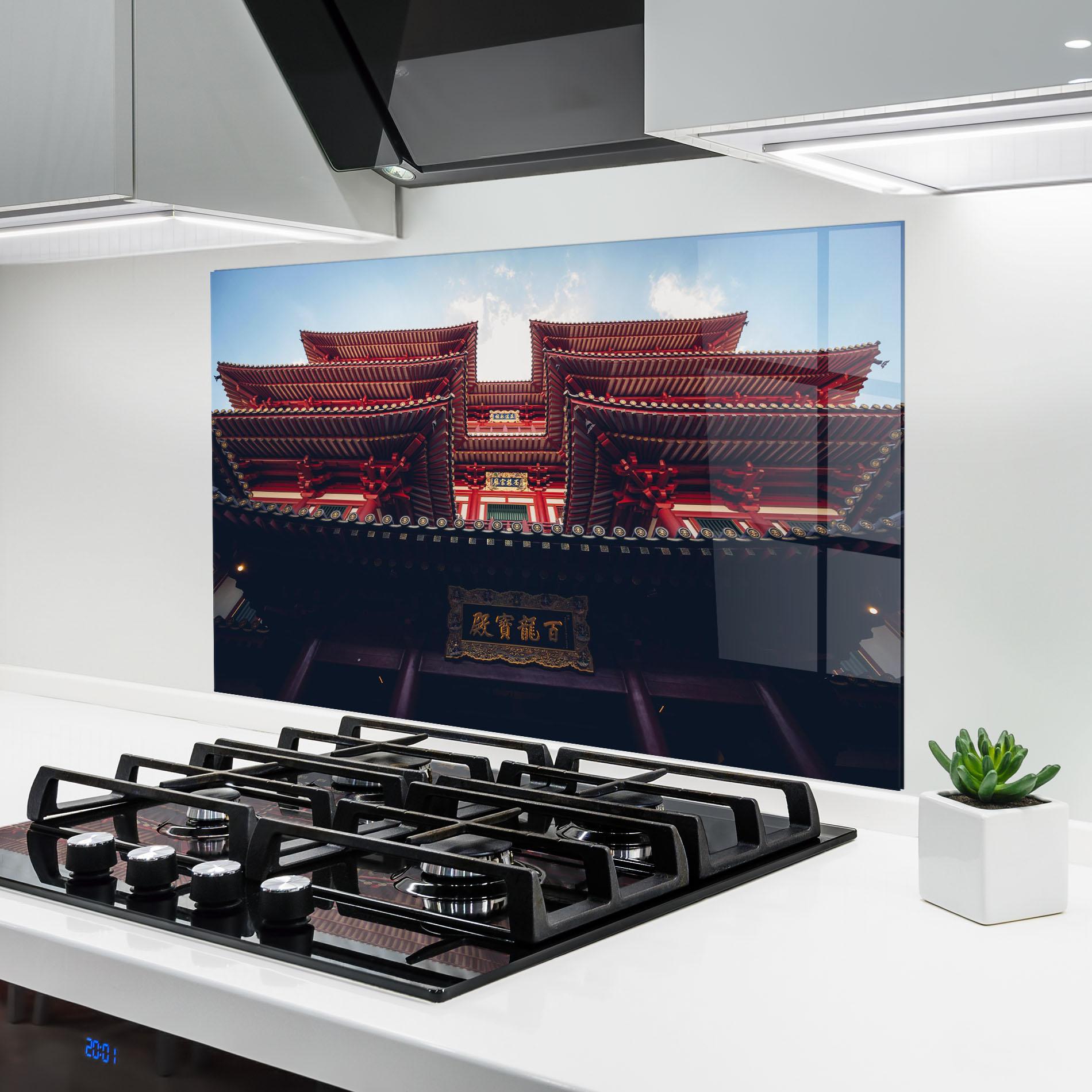 Konyhai üveg hátfal Buddhist Temple mockup 6