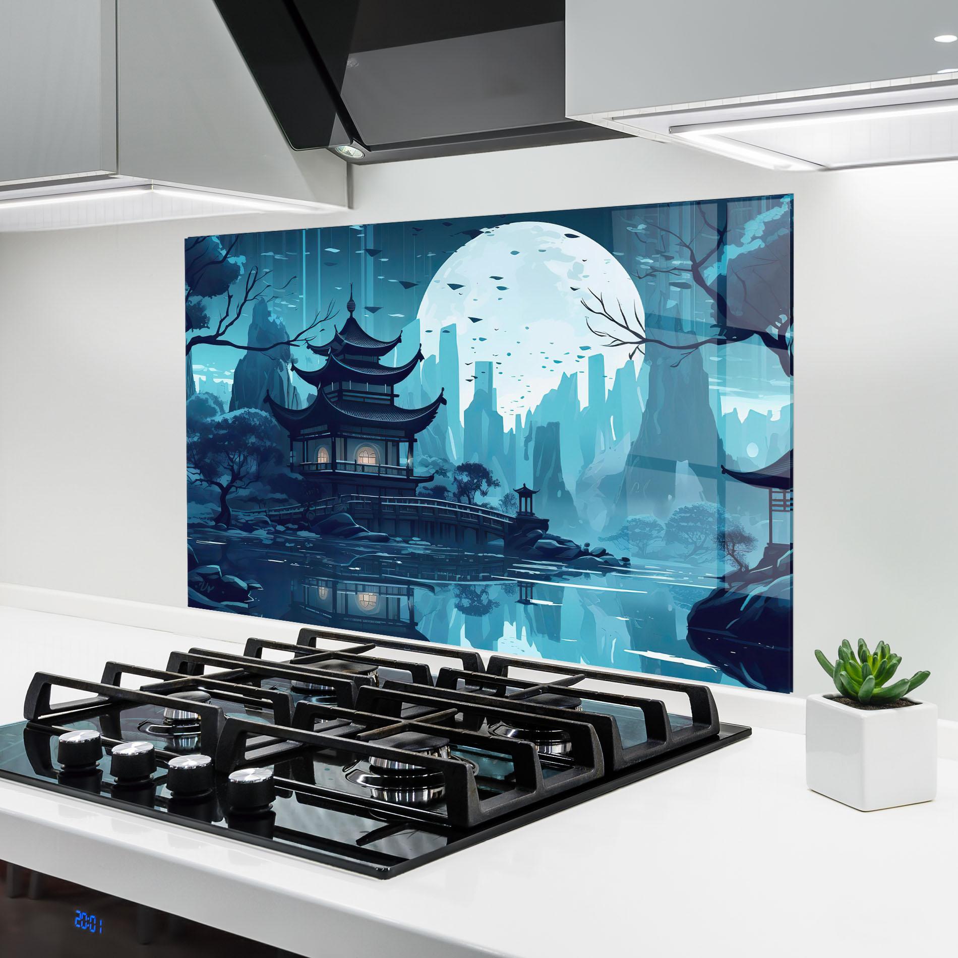 Konyhai üveg hátfal Chinese Cartoon mockup 6