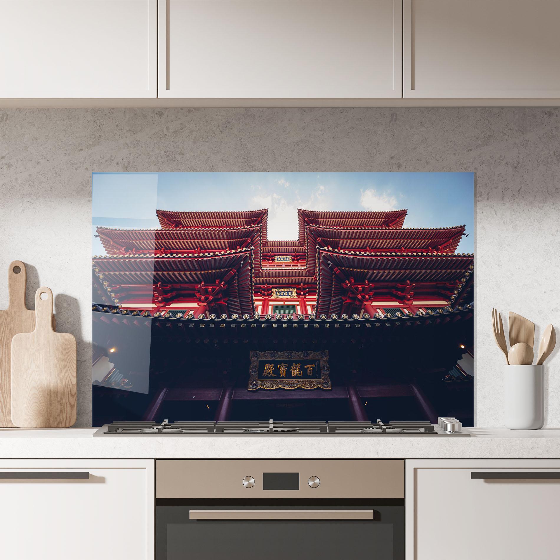 Konyhai üveg hátfal Buddhist Temple mockup 7