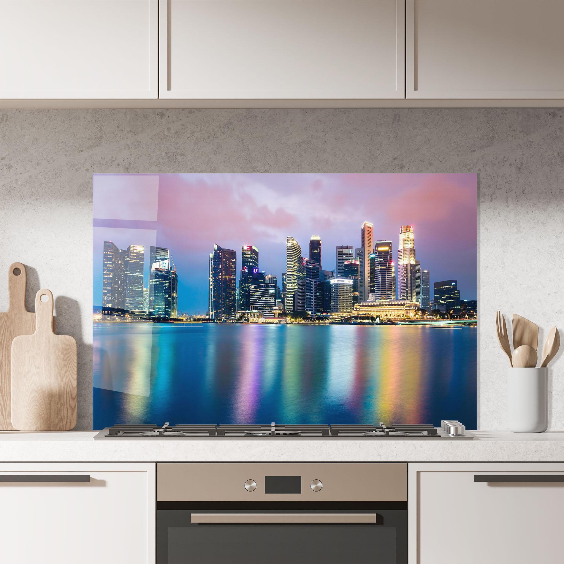 Konyhai üveg hátfal Hong Kong Skyline mockup 7