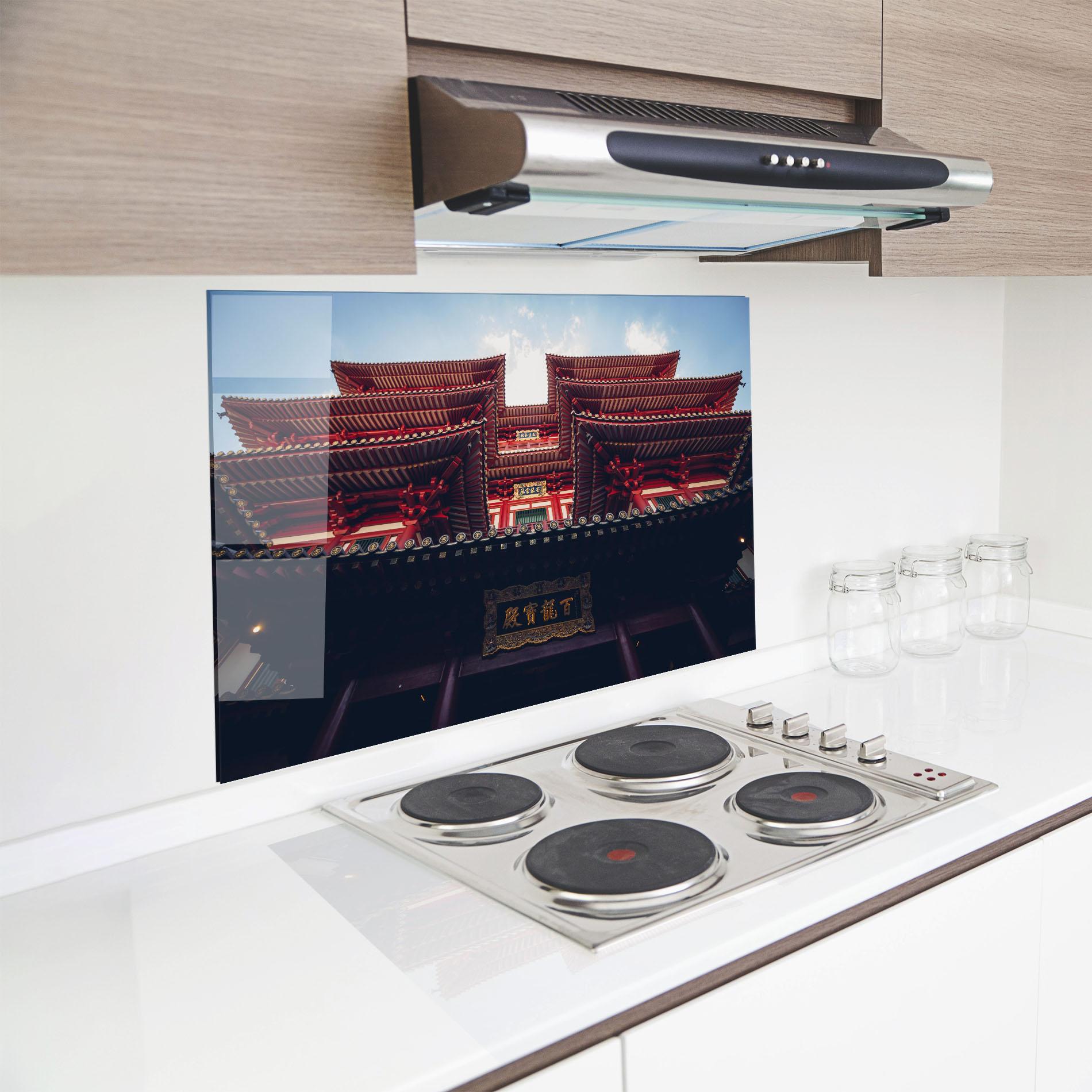 Konyhai üveg hátfal Buddhist Temple mockup 8
