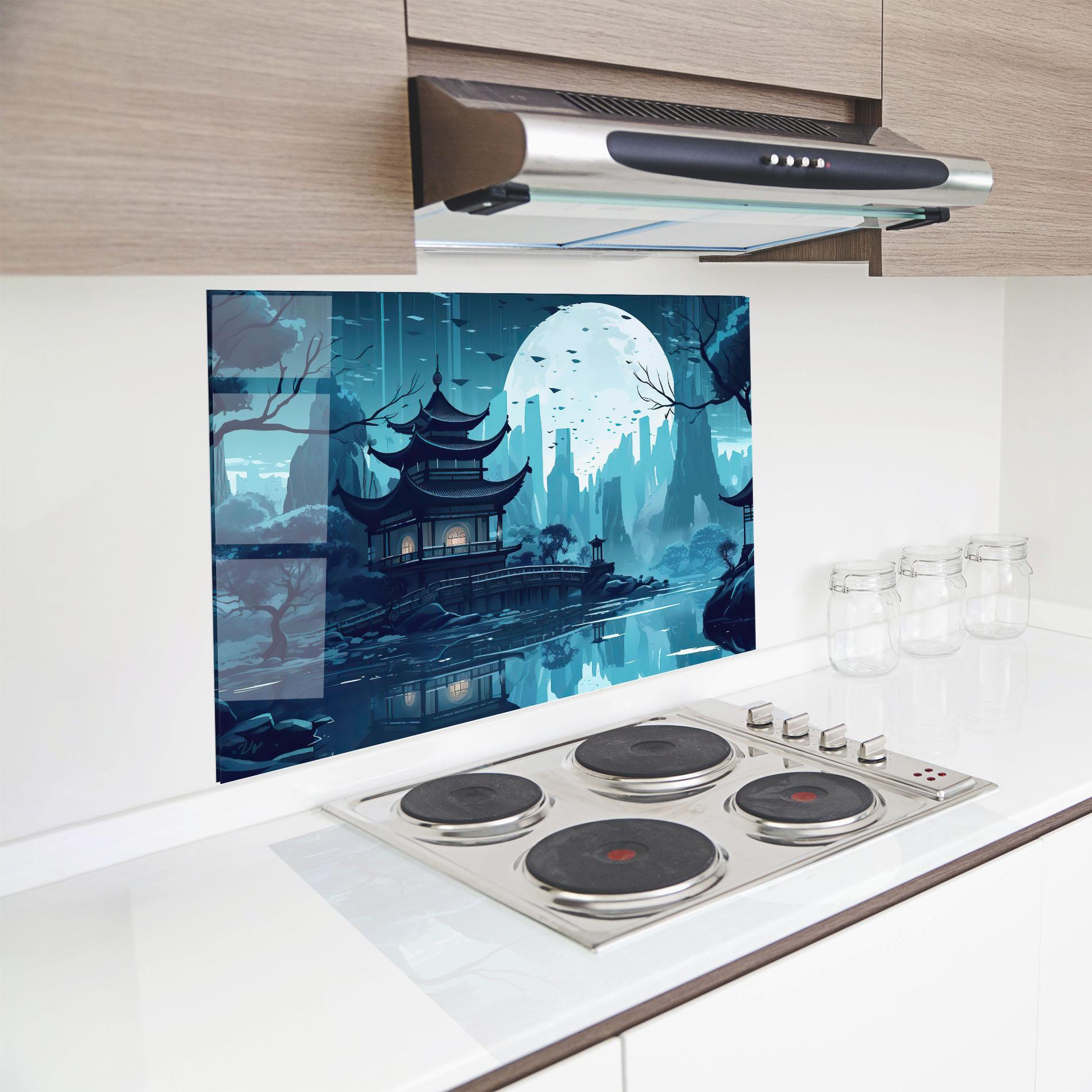 Konyhai üveg hátfal Chinese Cartoon mockup 8