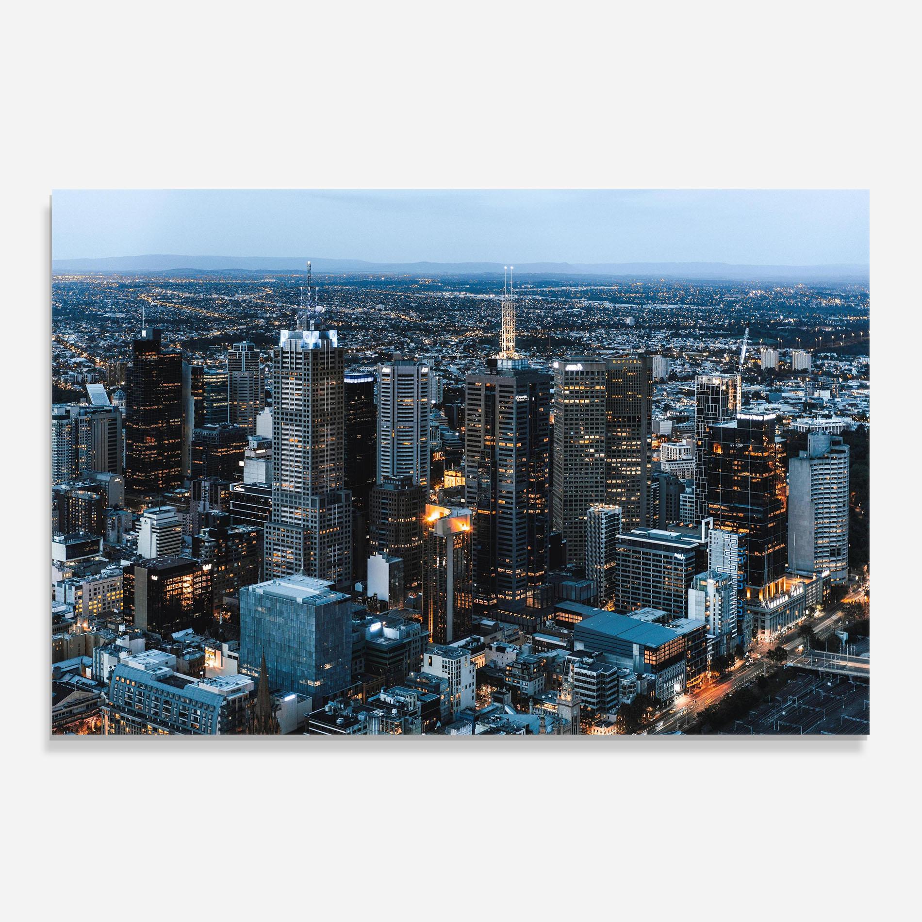 Konyhai üveg hátfal Yellow Lights Skyline mockup 0