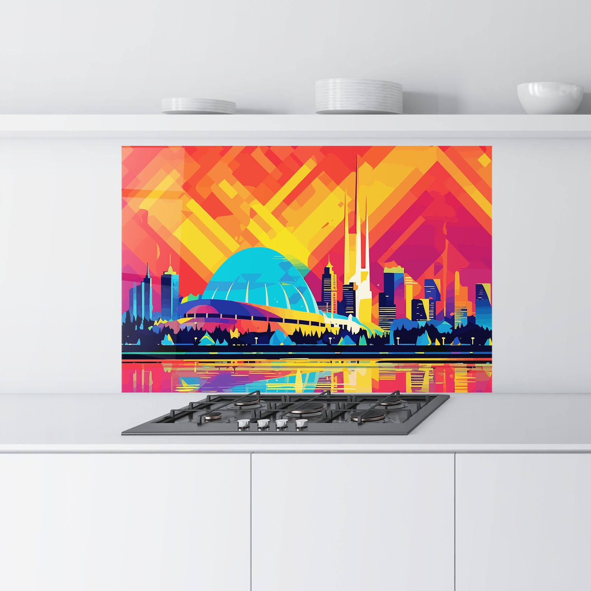 Konyhai üveg hátfal Blue Olympic Stadium mockup 9