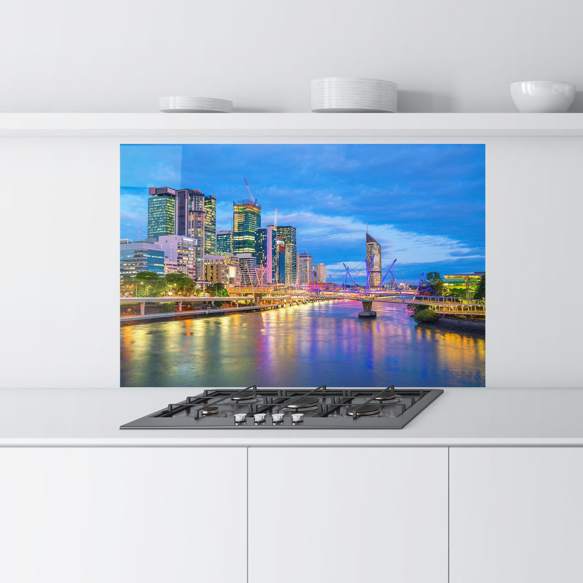 Konyhai üveg hátfal Brisbane Skyline View mockup 9